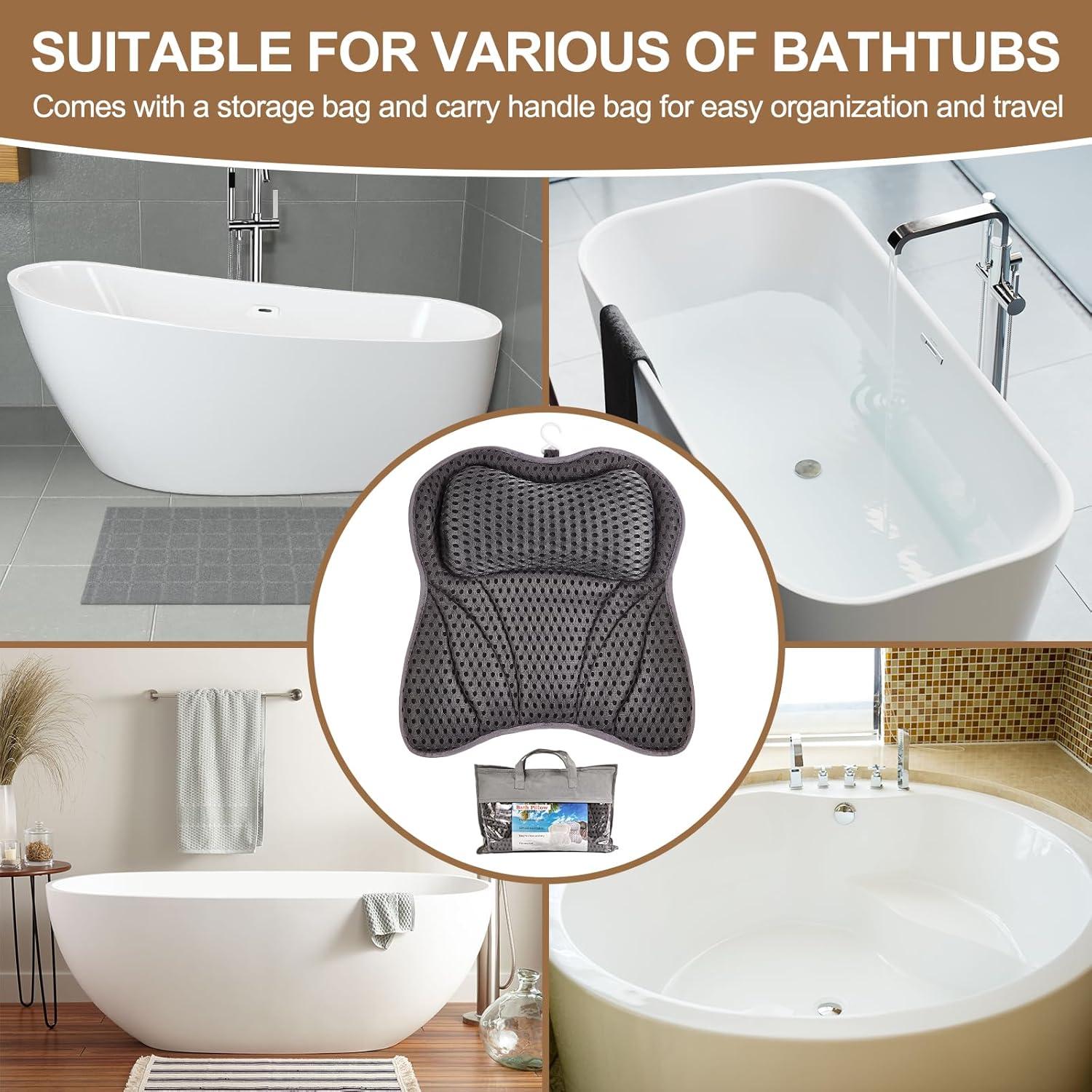 Almohada de Baño Iramoiri Ergonómica con Ventosas - Gris