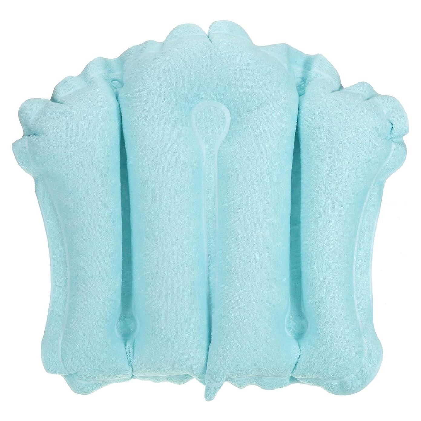 Almohada de Baño Inflable PATIKIL con Ventosas Azul 51x38cm