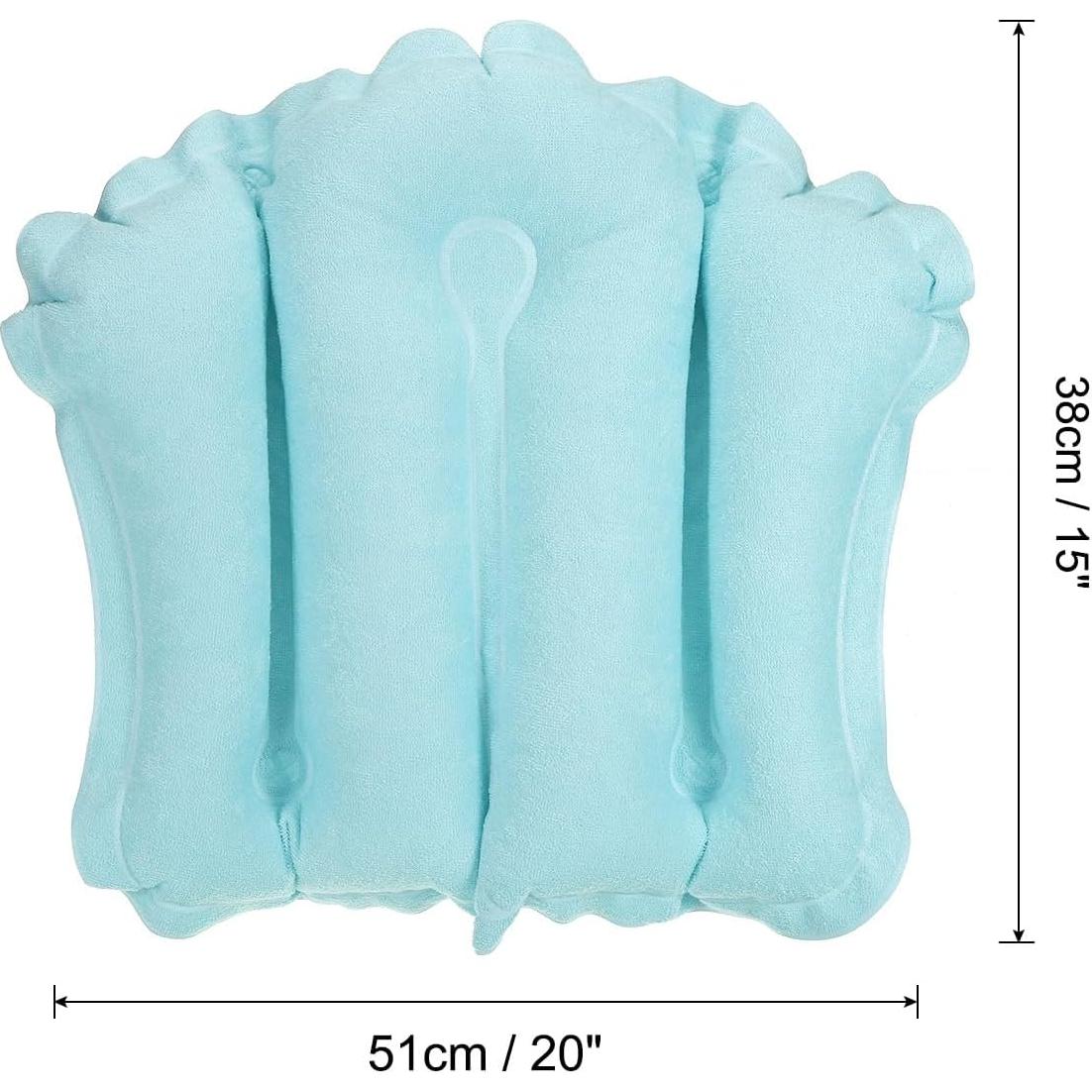 Almohada de Baño Inflable PATIKIL con Ventosas Azul 51x38cm