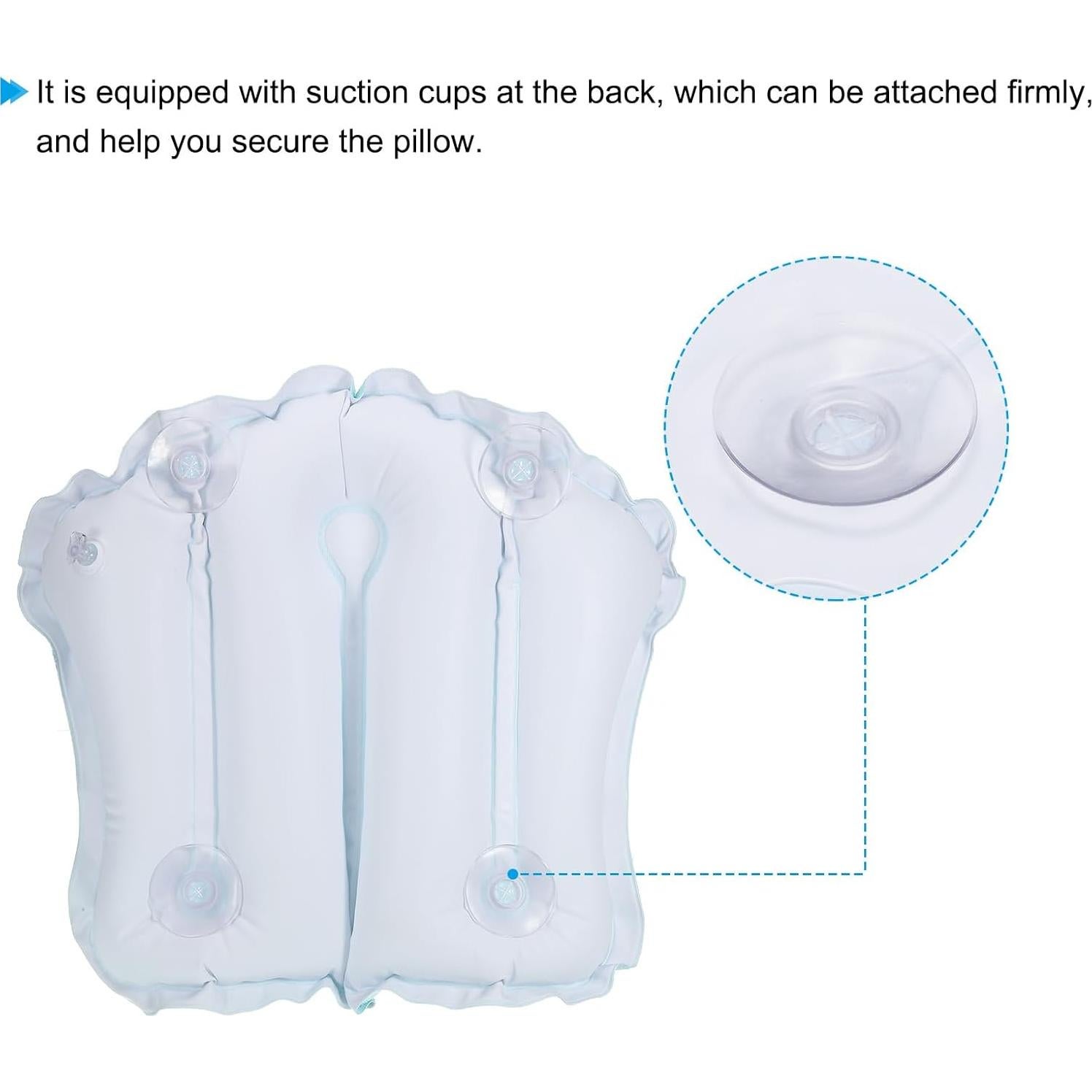 Almohada de Baño Inflable PATIKIL con Ventosas Azul 51x38cm