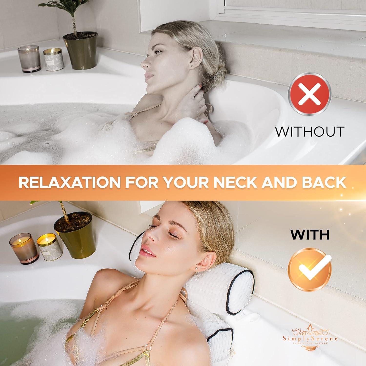 Almohada de Baño Simply Serene con 6 Ventosas, Malla Transpirable