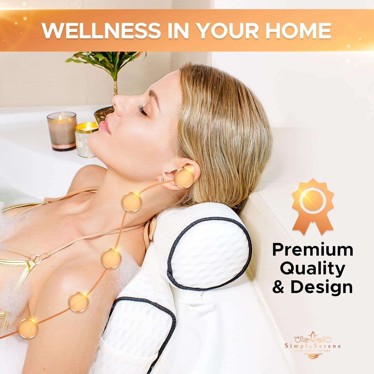 Almohada de Baño Simply Serene con 6 Ventosas, Malla Transpirable