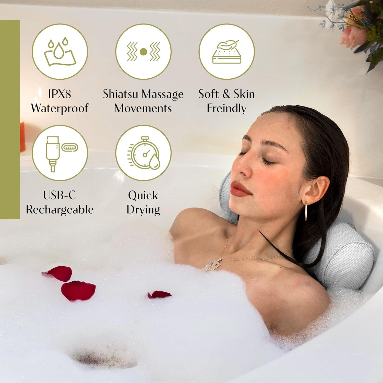 Almohada de Baño Masajeadora MONET IPX8 - Alivio Espalda y Cuello