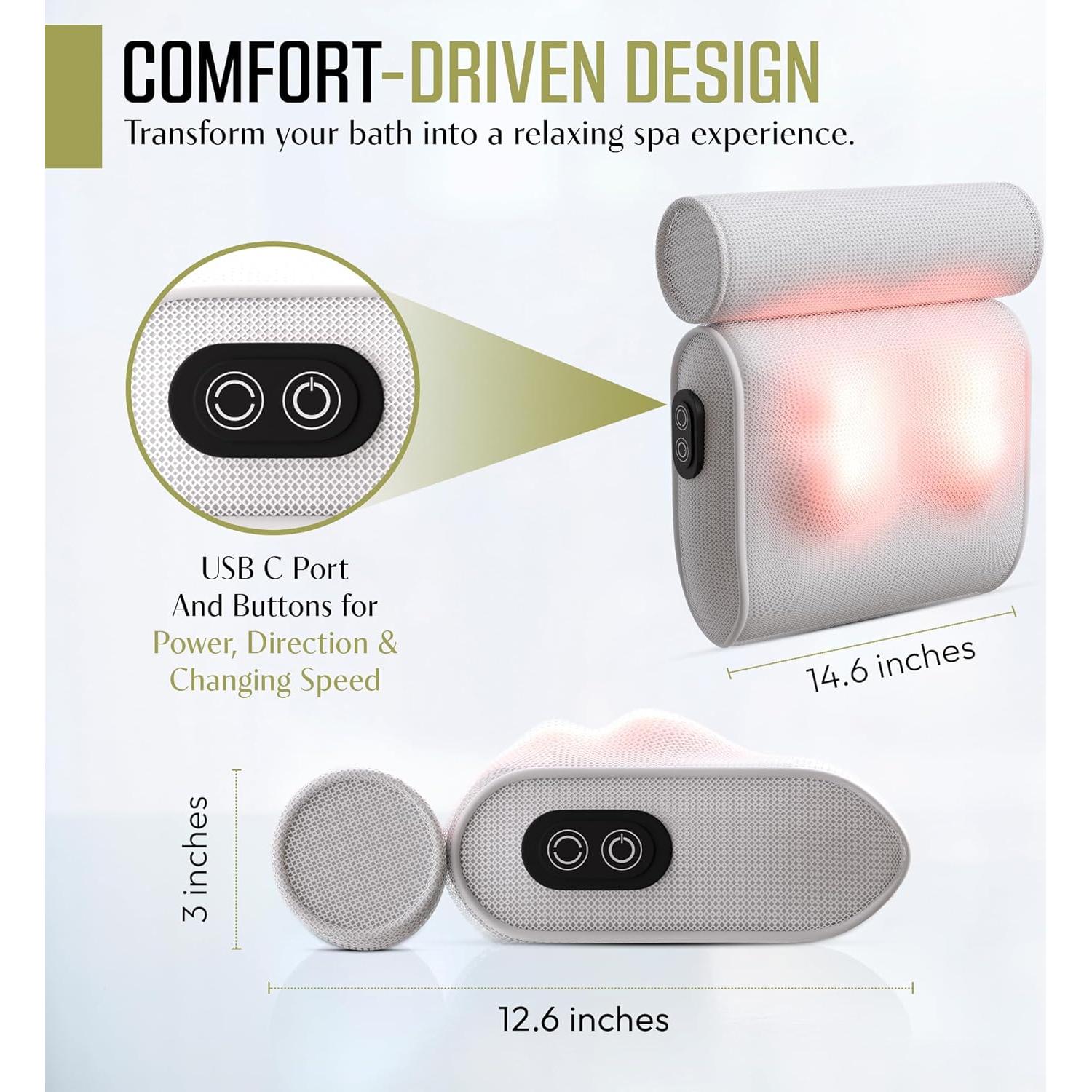 Almohada de Baño Masajeadora MONET IPX8 - Alivio Espalda y Cuello