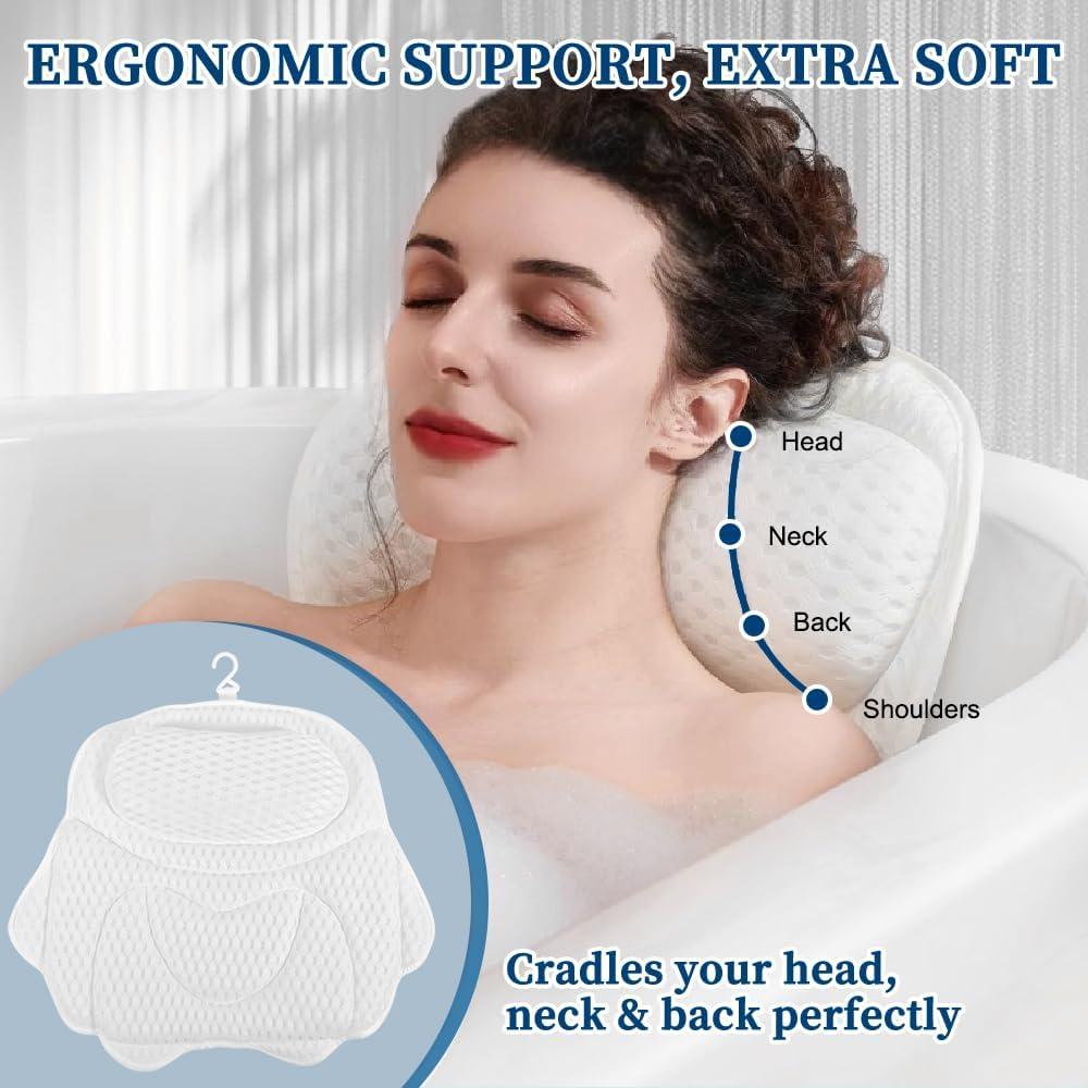 Almohada de Baño TIANFU para Soporte de Cuello y Espalda - Blanca