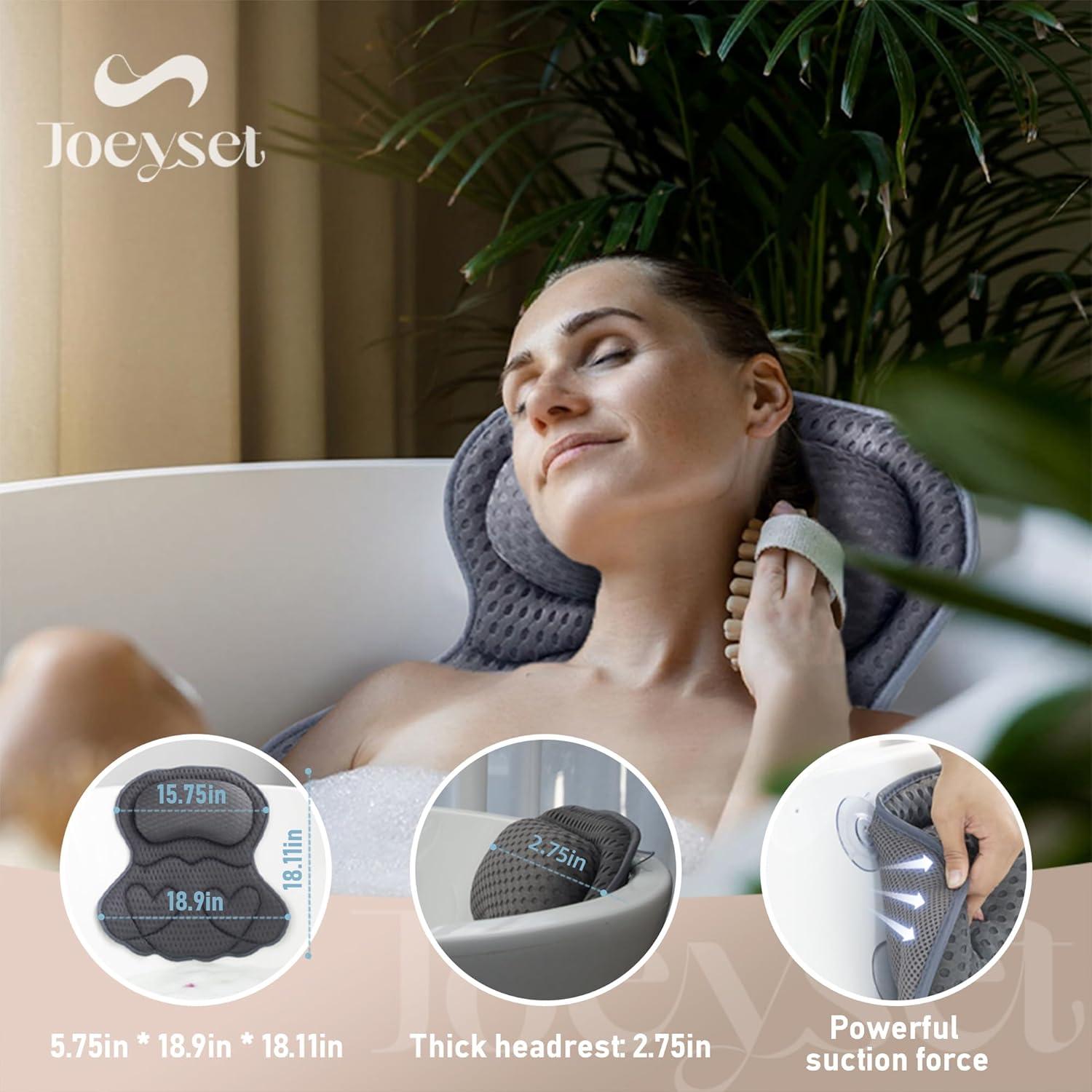 Almohada de Baño Joeyset Gris 4D con Ventosas Antideslizantes