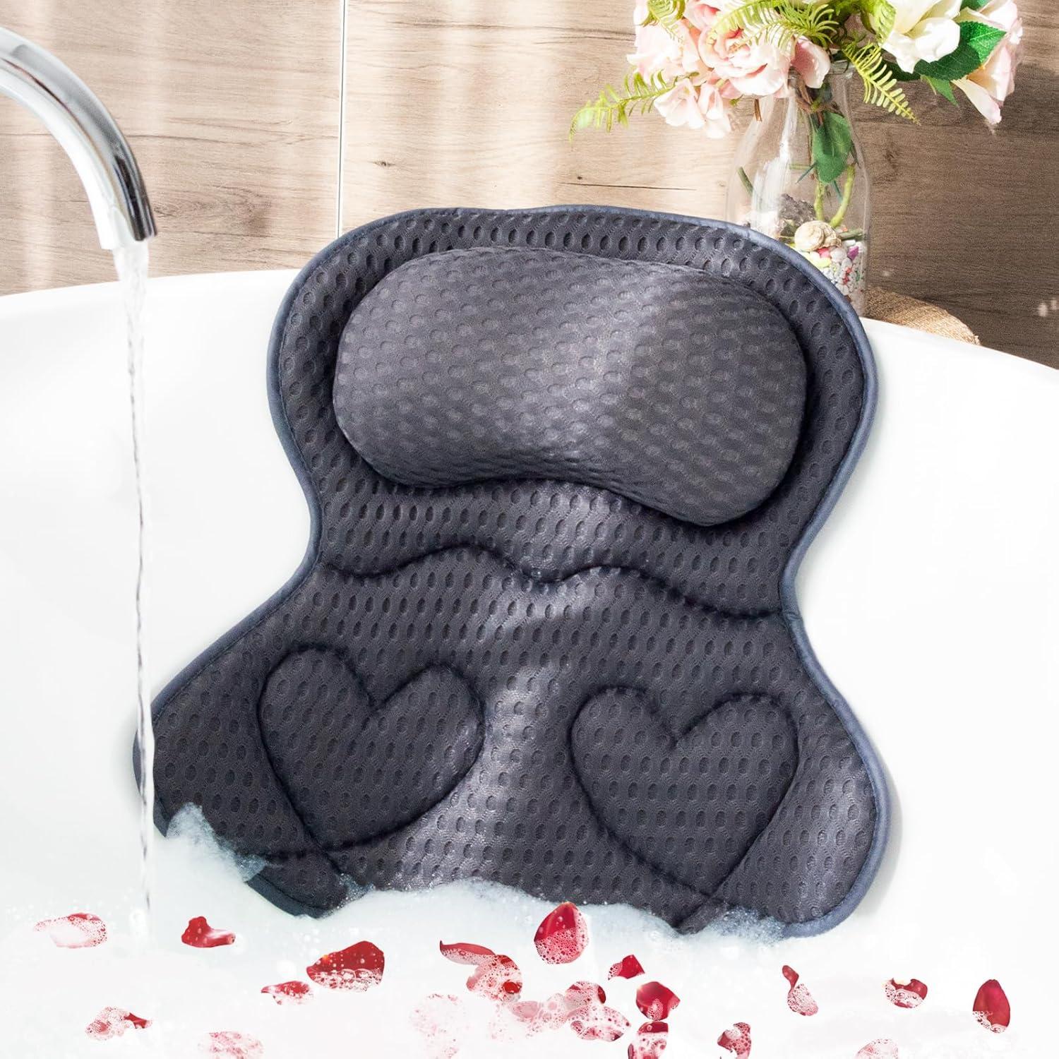 Almohada de Baño Joeyset Gris 4D con Ventosas Antideslizantes