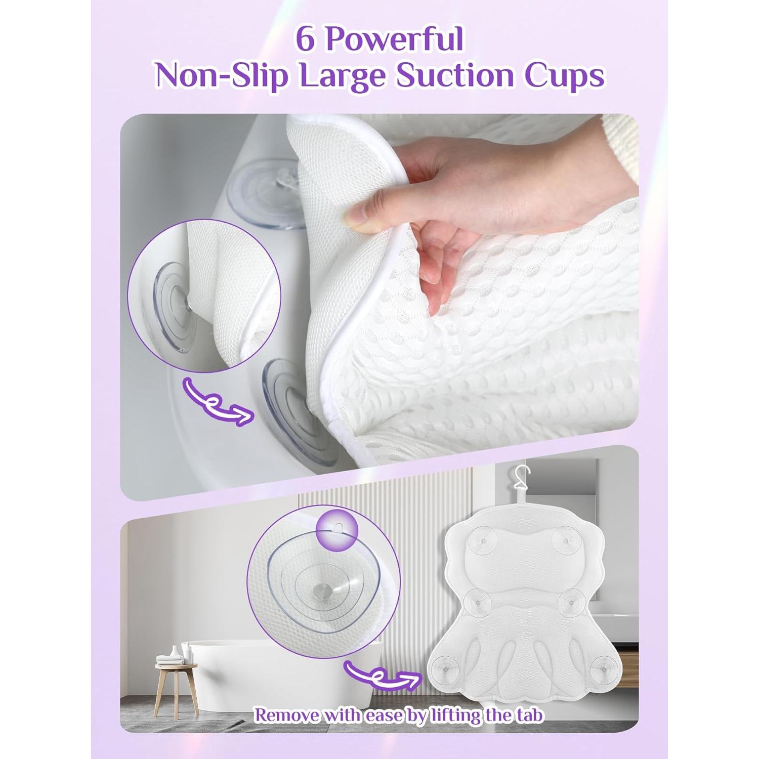 Almohada de Baño Gliship con Malla 4D y 6 Ventosas Antideslizantes