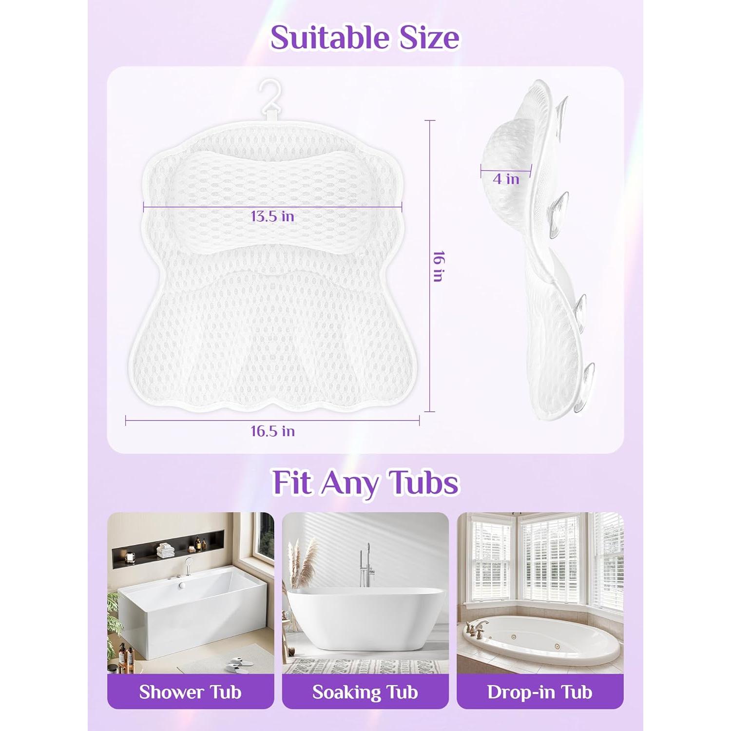 Almohada de Baño Gliship con Malla 4D y 6 Ventosas Antideslizantes