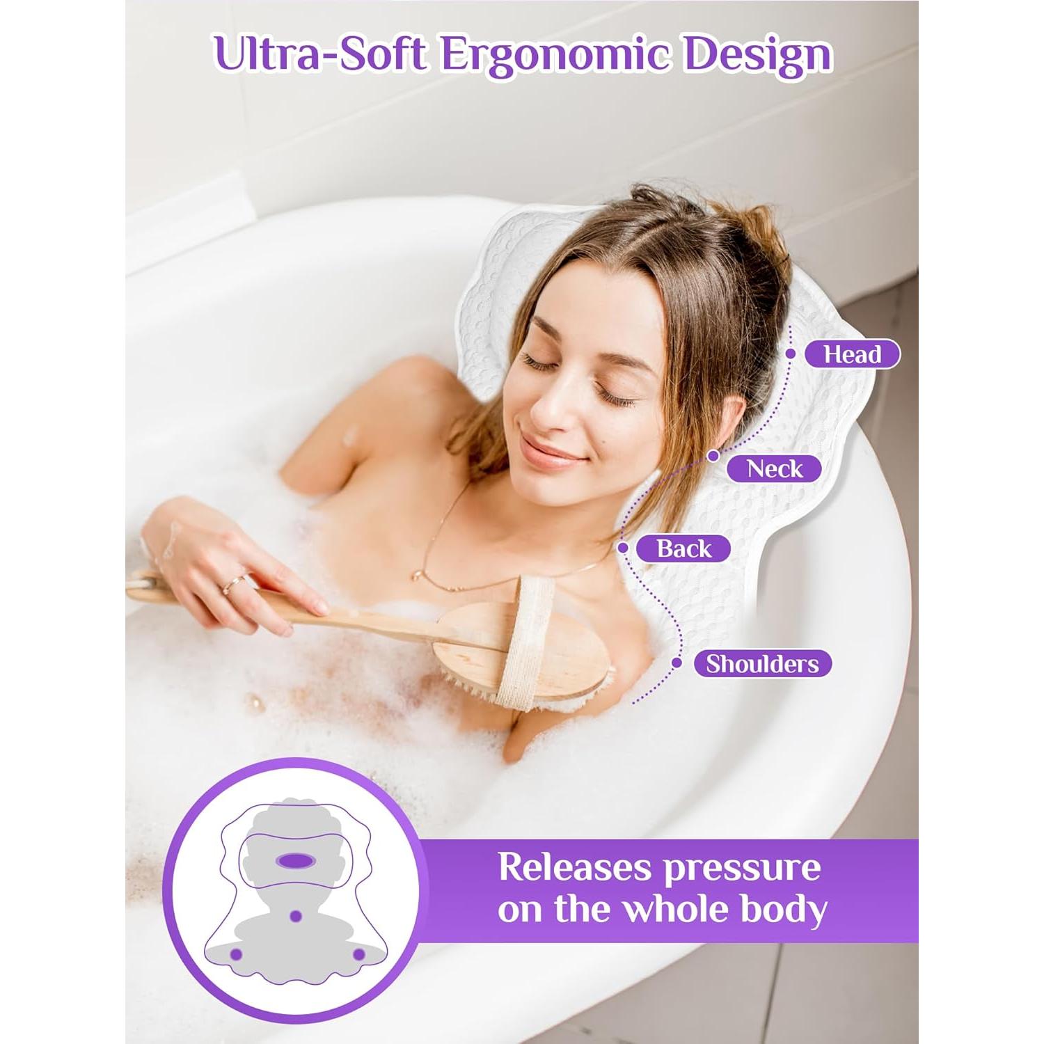 Almohada de Baño Gliship con Malla 4D y 6 Ventosas Antideslizantes