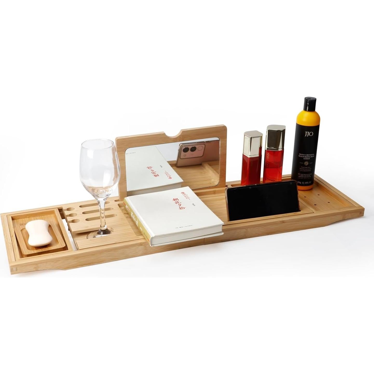 Bandeja de baño de bambú WALTERT W con almohada 4D