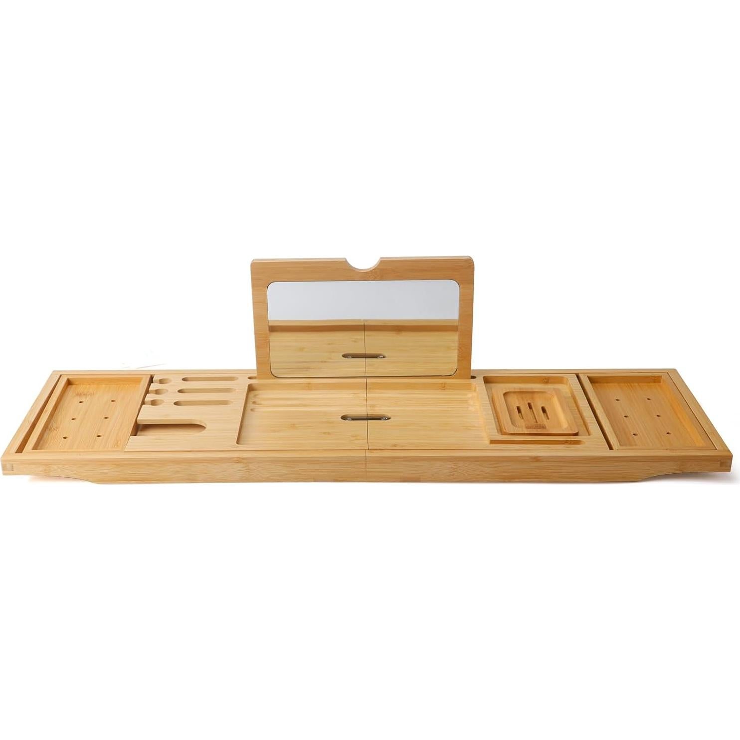 Bandeja de baño de bambú WALTERT W con almohada 4D