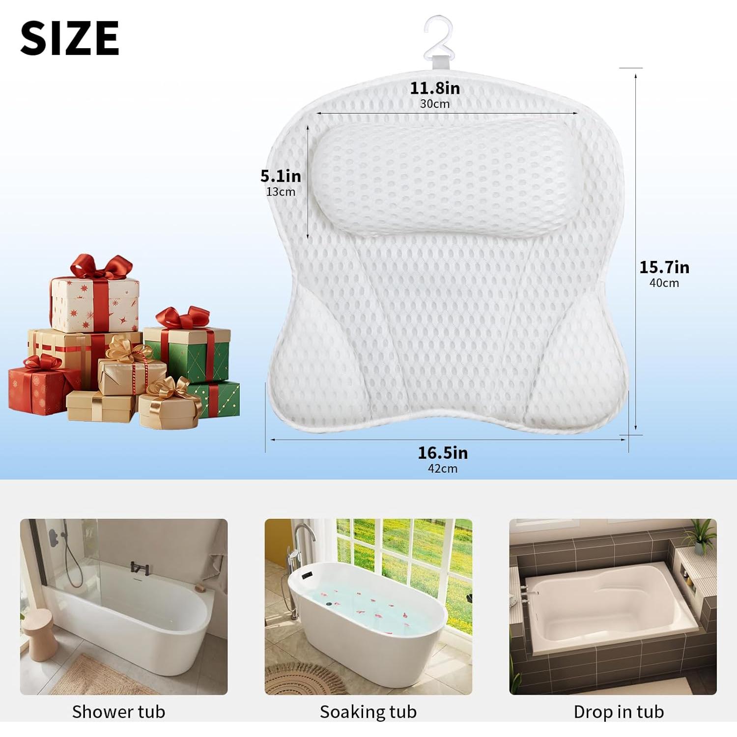 Almohada de Baño Roocn - Malla Ultra-Suave con Ventosas