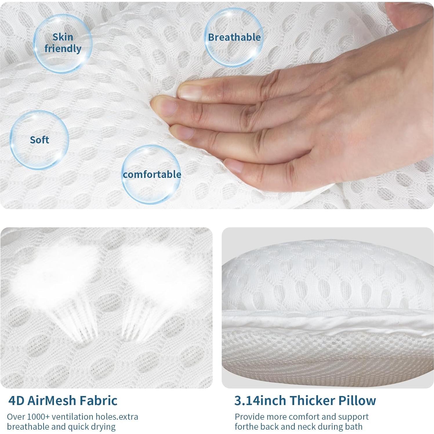 Almohada de Baño Roocn - Malla Ultra-Suave con Ventosas