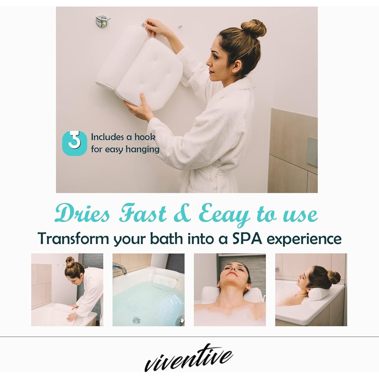 Almohada de Baño Viventive Antideslizante 35.5x33cm