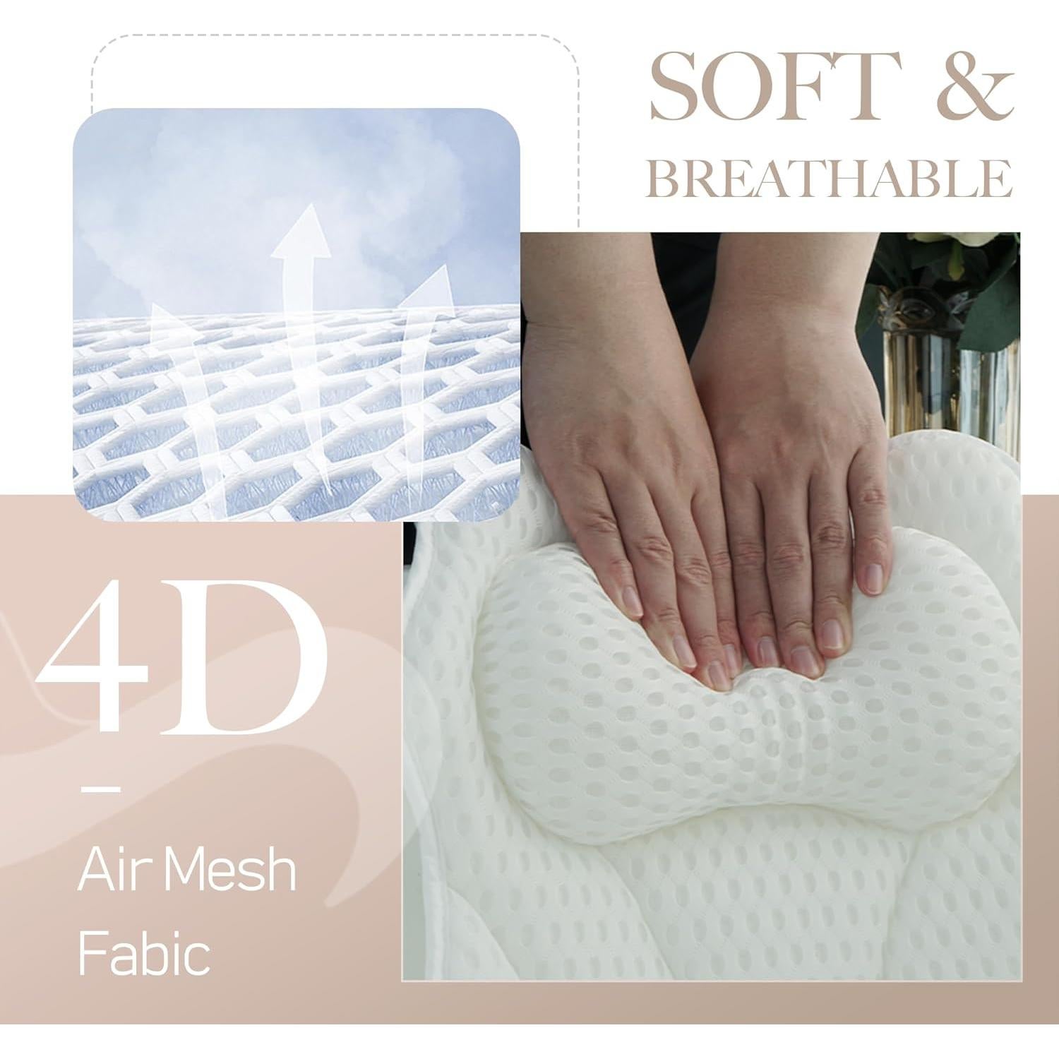 Almohada de Baño Joeyset de Malla 4D Antideslizante - Blanco