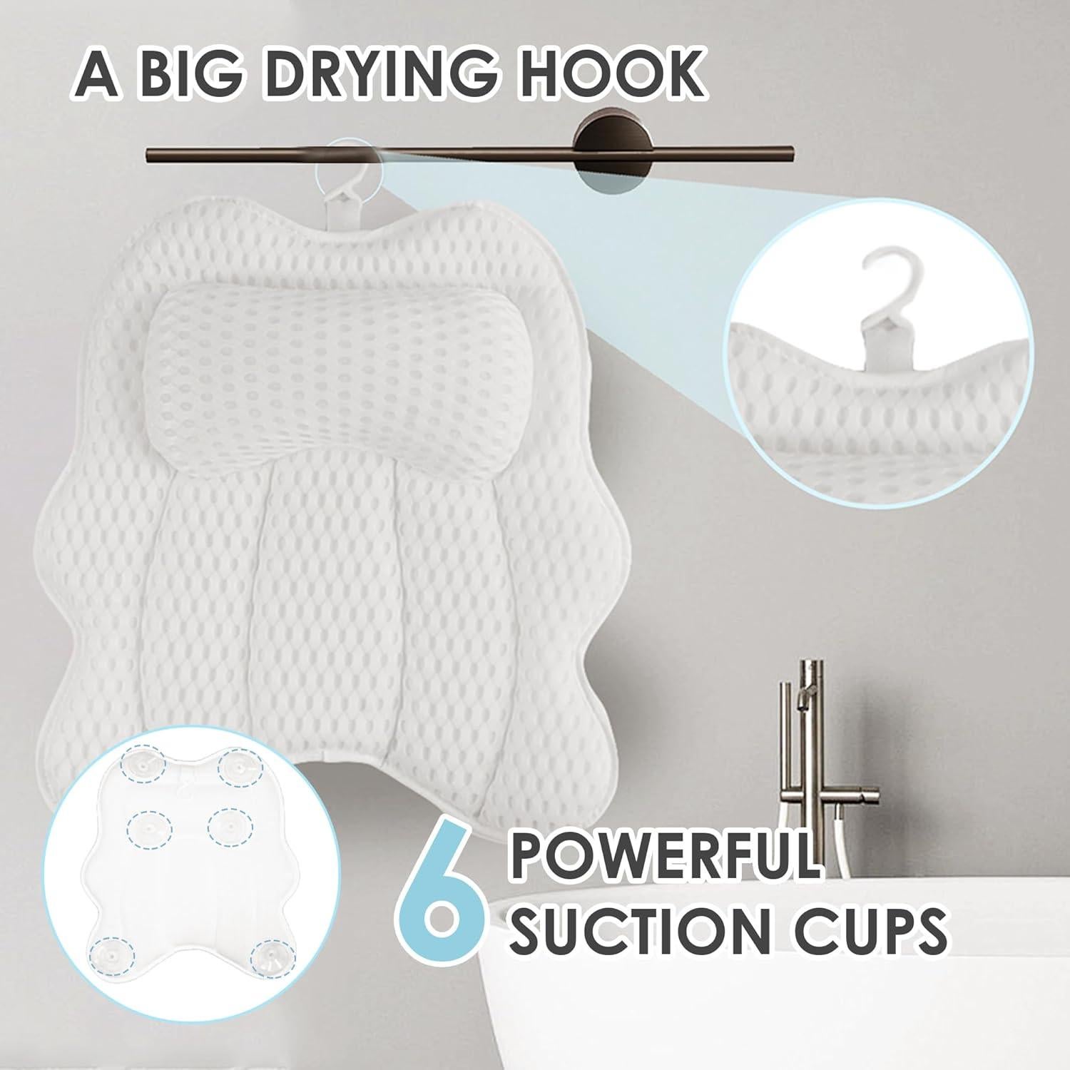 Almohada de Baño Joeyset de Malla 4D Antideslizante - Blanco