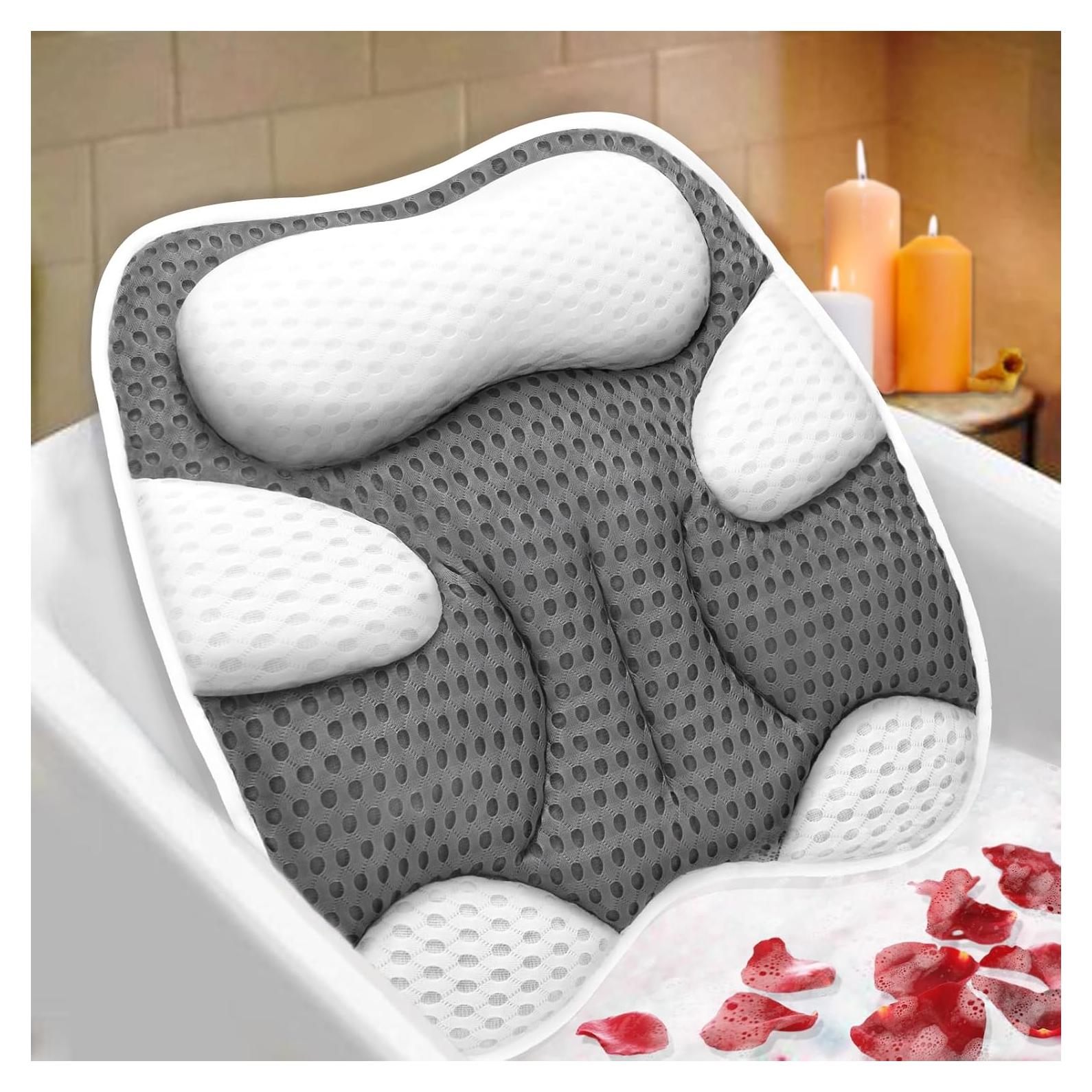 Almohada de Baño ZYIDBNG Ergonómica Gato 4D Lavable Gris