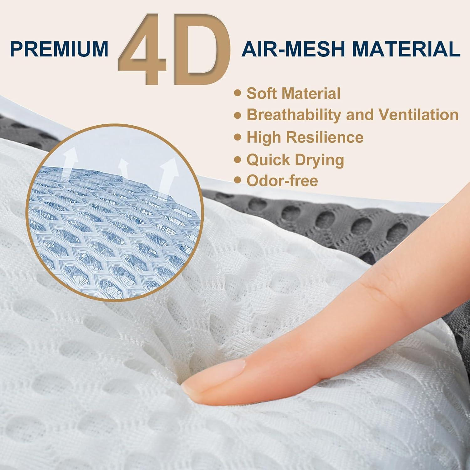 Almohada de Baño ZYIDBNG Ergonómica Gato 4D Lavable Gris