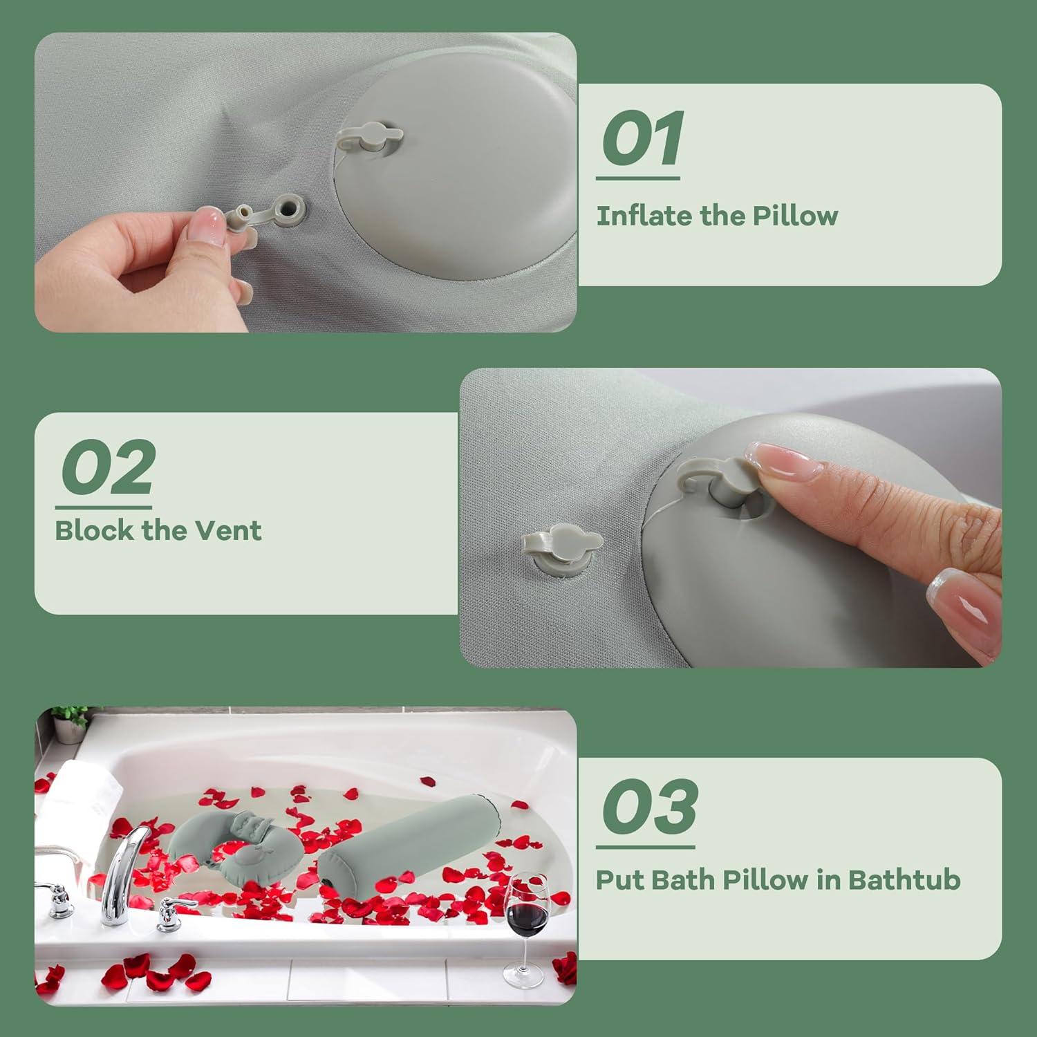 Almohadas Inflables de Baño MABOZOO 2 Pcs Soporte Completo