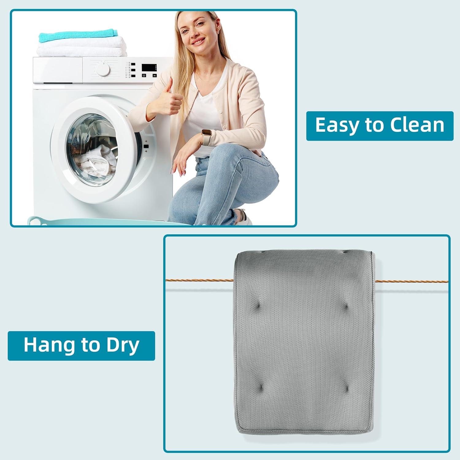 MABOZOO Bath Pillows for Tub, Full Body Bath Pillow Thickened Bath Pillow with Lumbar Pillow Adjustable and 12 Pcs Suction Cups, 3D Air Mesh Quick Drying Bathtub Accessories