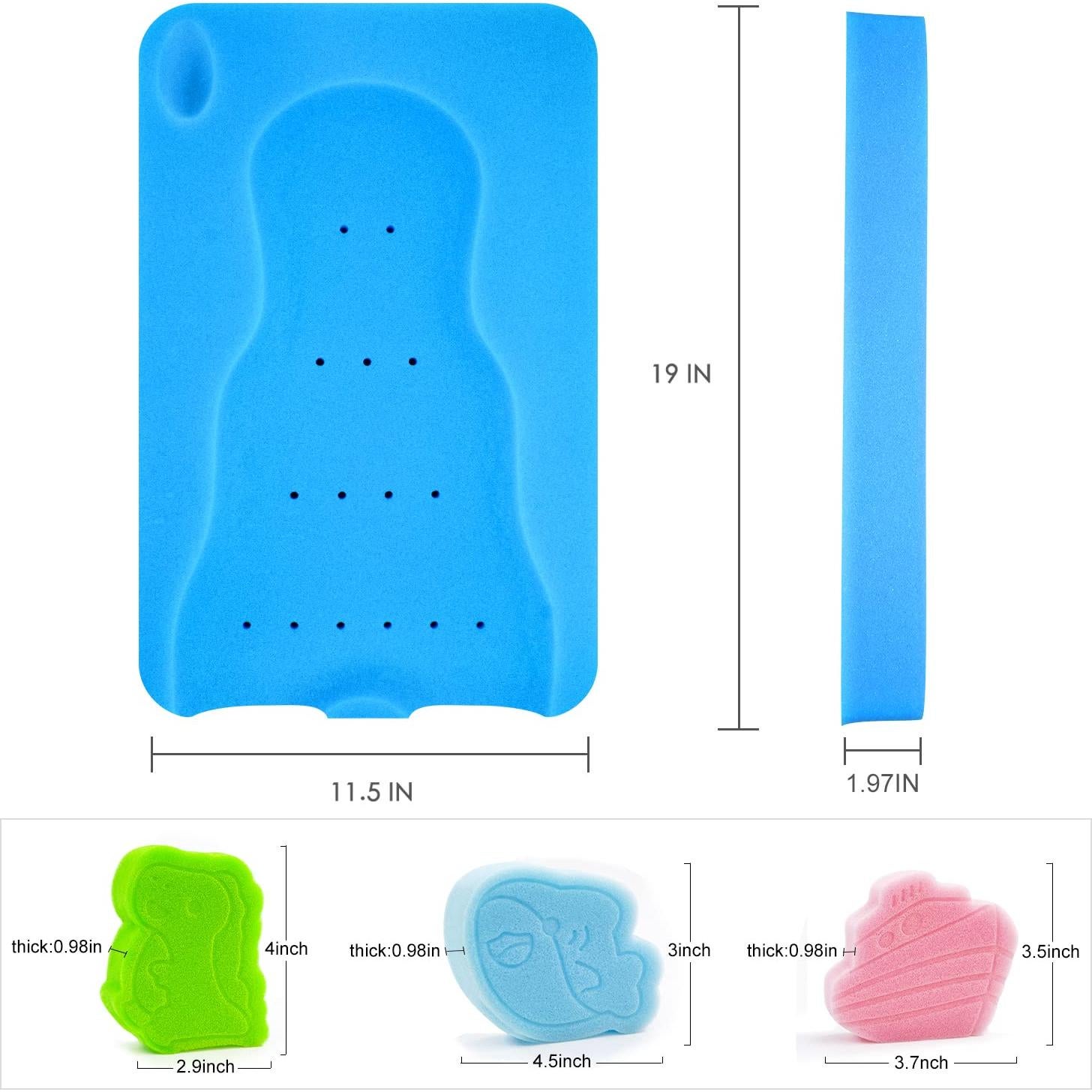 Esponja de Baño para Bebés HALLO Azul 49x31cm Suave y Antideslizante