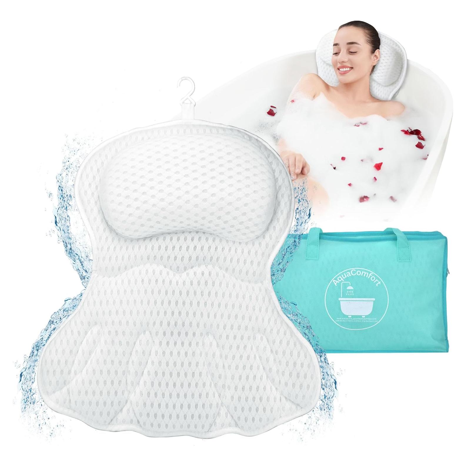 Almohada de Baño Ergonómica XWIDE con Ventosas Antideslizantes