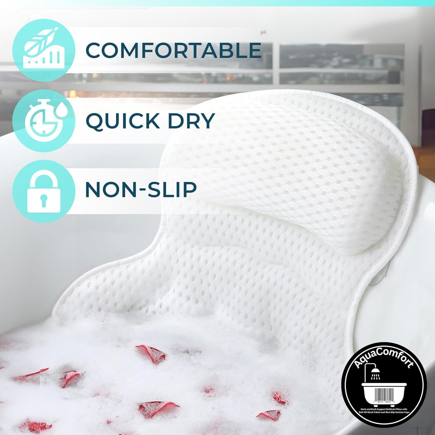 Almohada de Baño Ergonómica XWIDE con Ventosas Antideslizantes