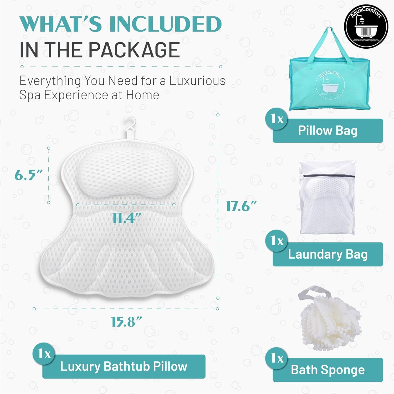 Almohada de Baño Ergonómica XWIDE con Ventosas Antideslizantes