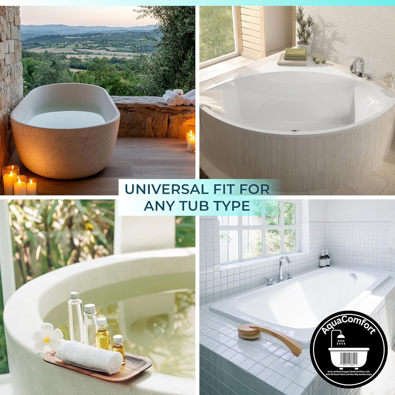 Almohada de Baño Ergonómica XWIDE con Ventosas Antideslizantes