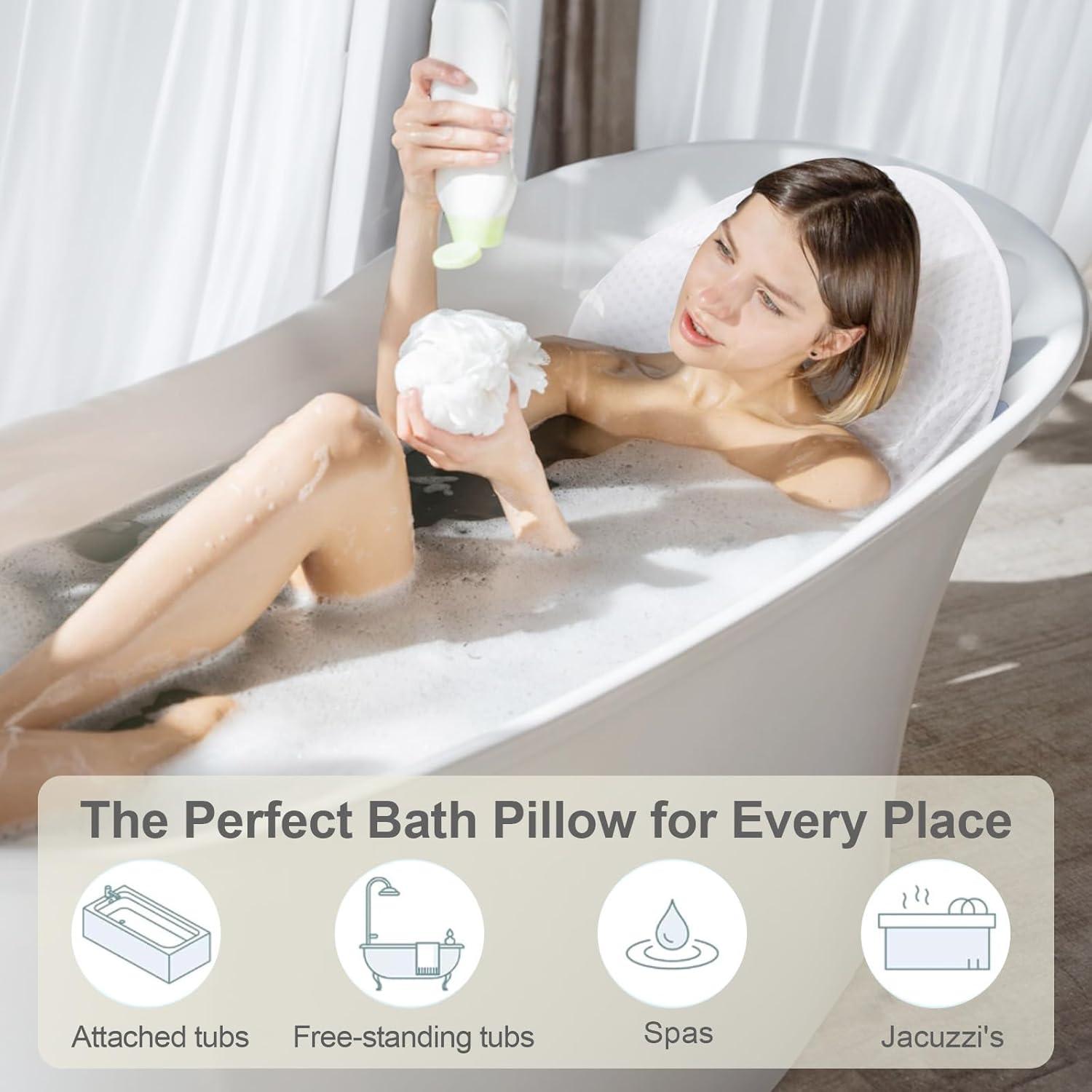 Almohada de Baño AISEELY de Cuerpo Completo con Ventosas