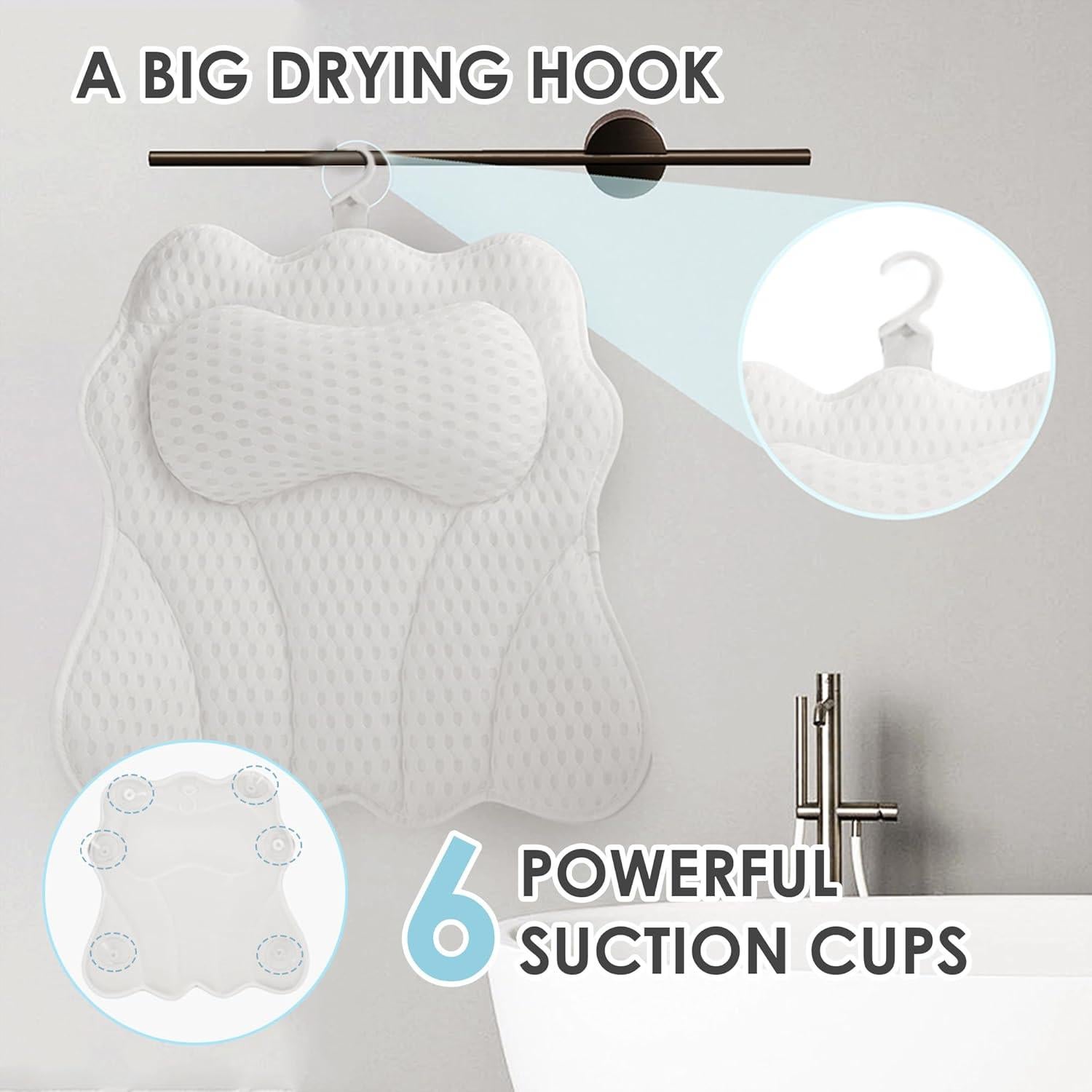 Almohada de Bañera Joeyset Spa Ergonómica Blanca 4D