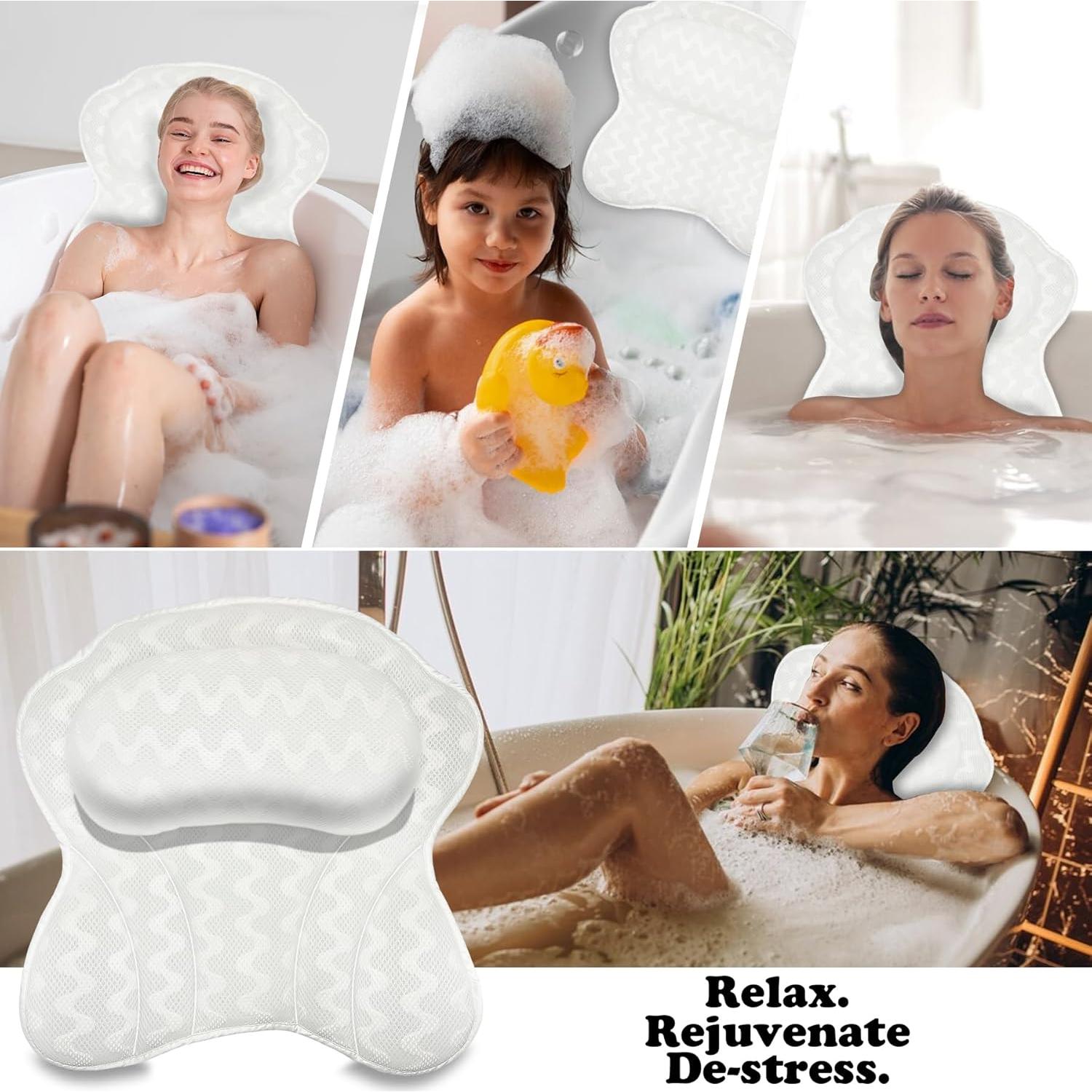 Almohada de Baño Spa Djblvvs Ergonómica 43x43 cm con Ventosas