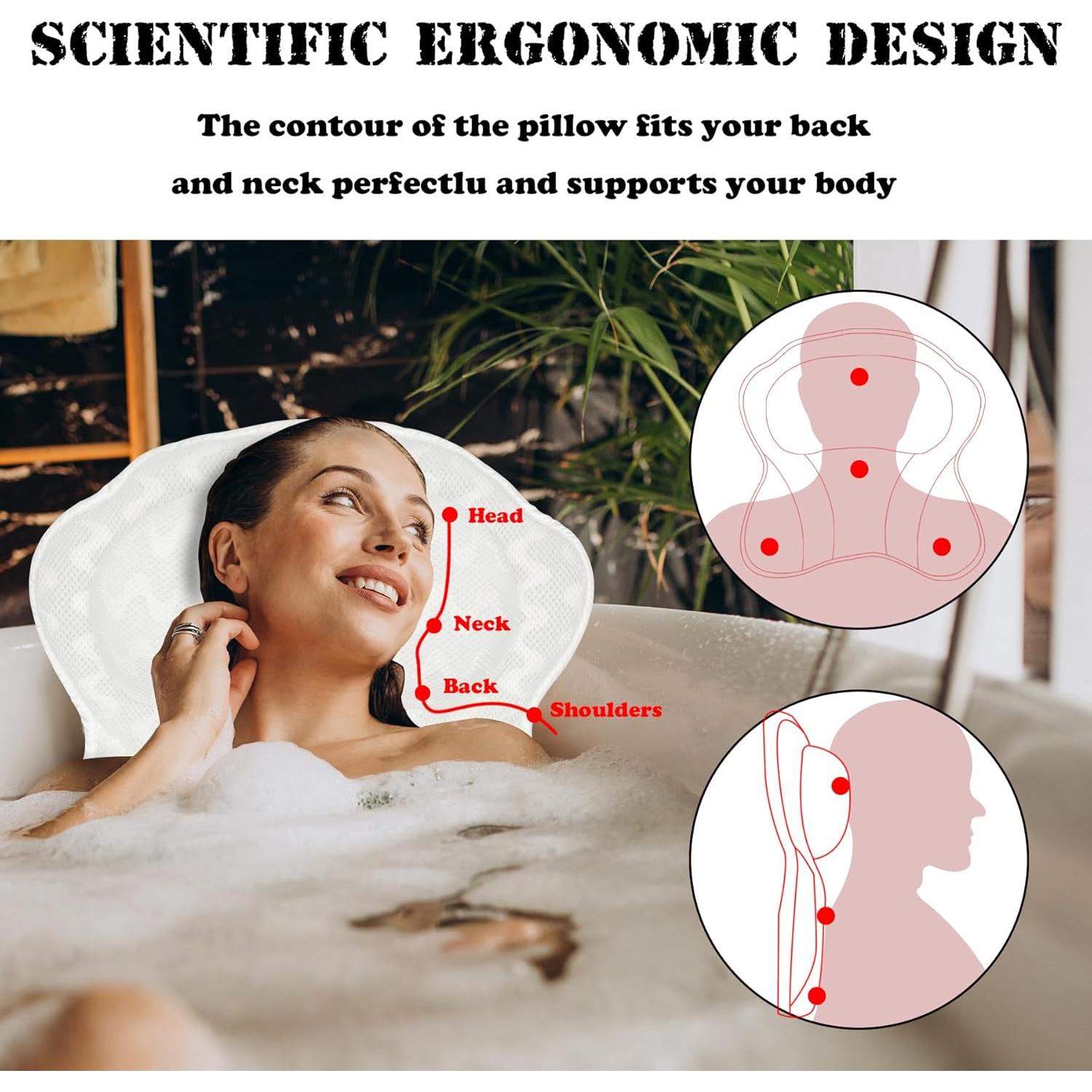 Almohada de Baño Spa Djblvvs Ergonómica 43x43 cm con Ventosas