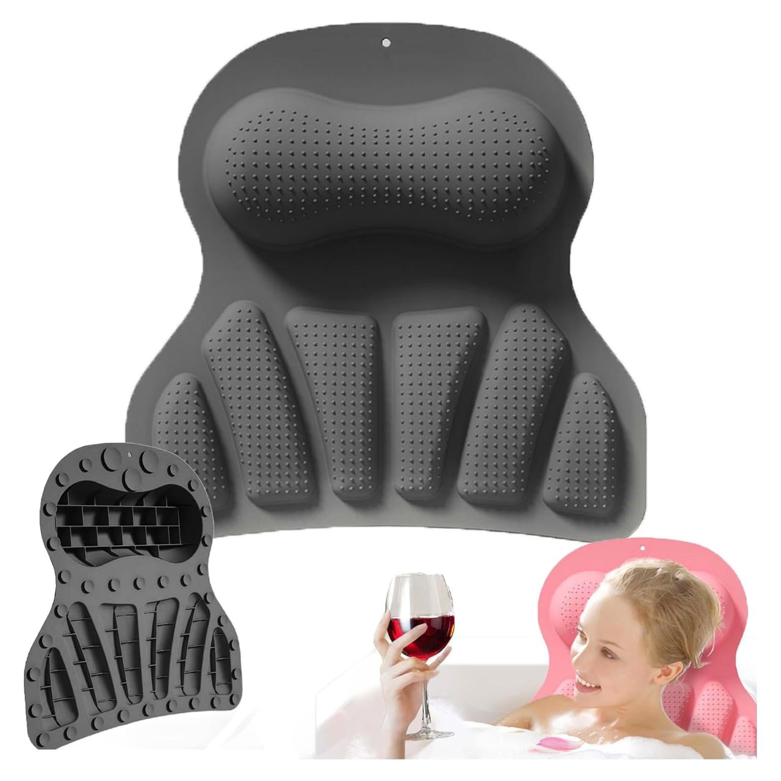 Cojín de Silicona COSHONWOL para Baño - Almohada Ergonómica con 35 Ventosas