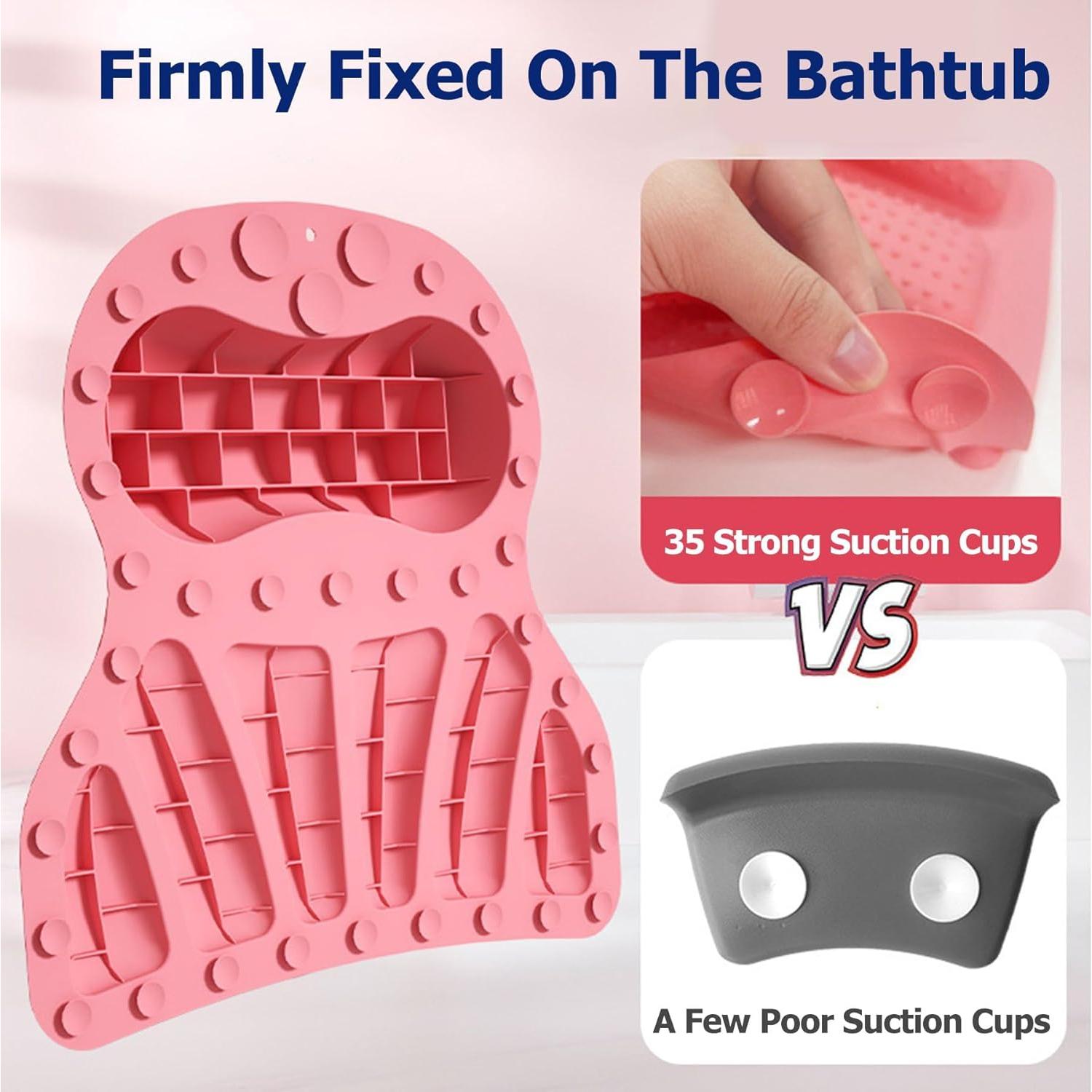 Cojín de Silicona COSHONWOL para Baño - Almohada Ergonómica con 35 Ventosas