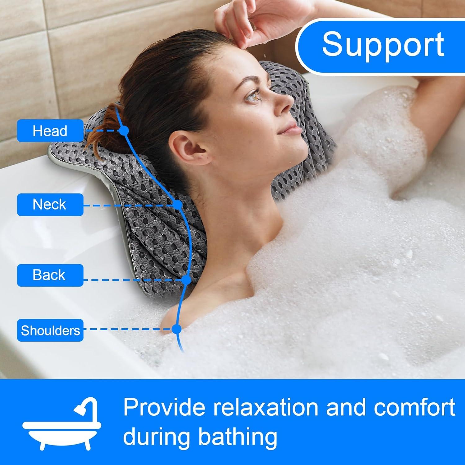 Almohada de Baño VINGVO Ergonomica con Ventosas Antideslizantes