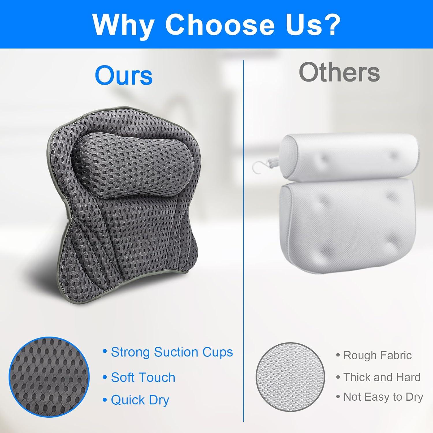 Almohada de Baño VINGVO Ergonomica con Ventosas Antideslizantes