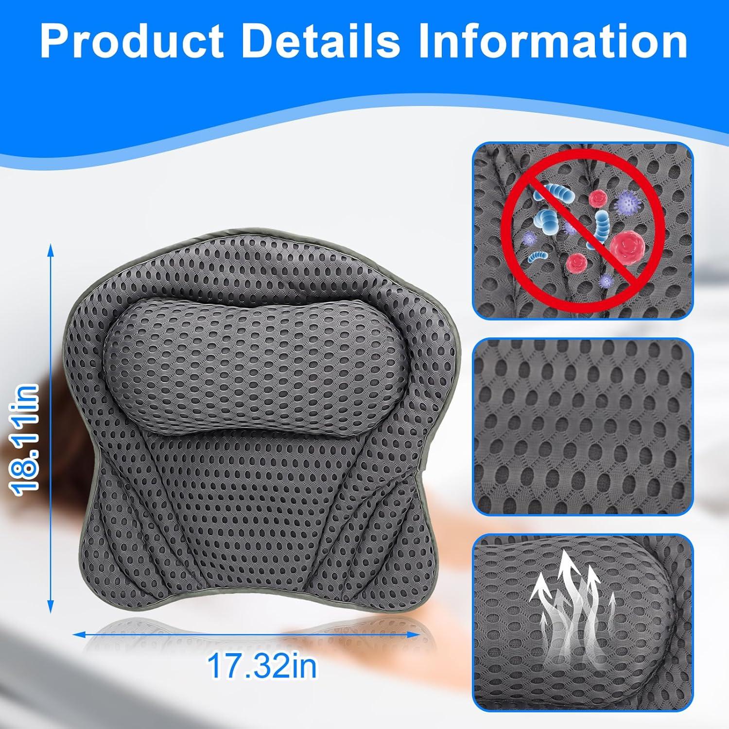 Almohada de Baño VINGVO Ergonomica con Ventosas Antideslizantes