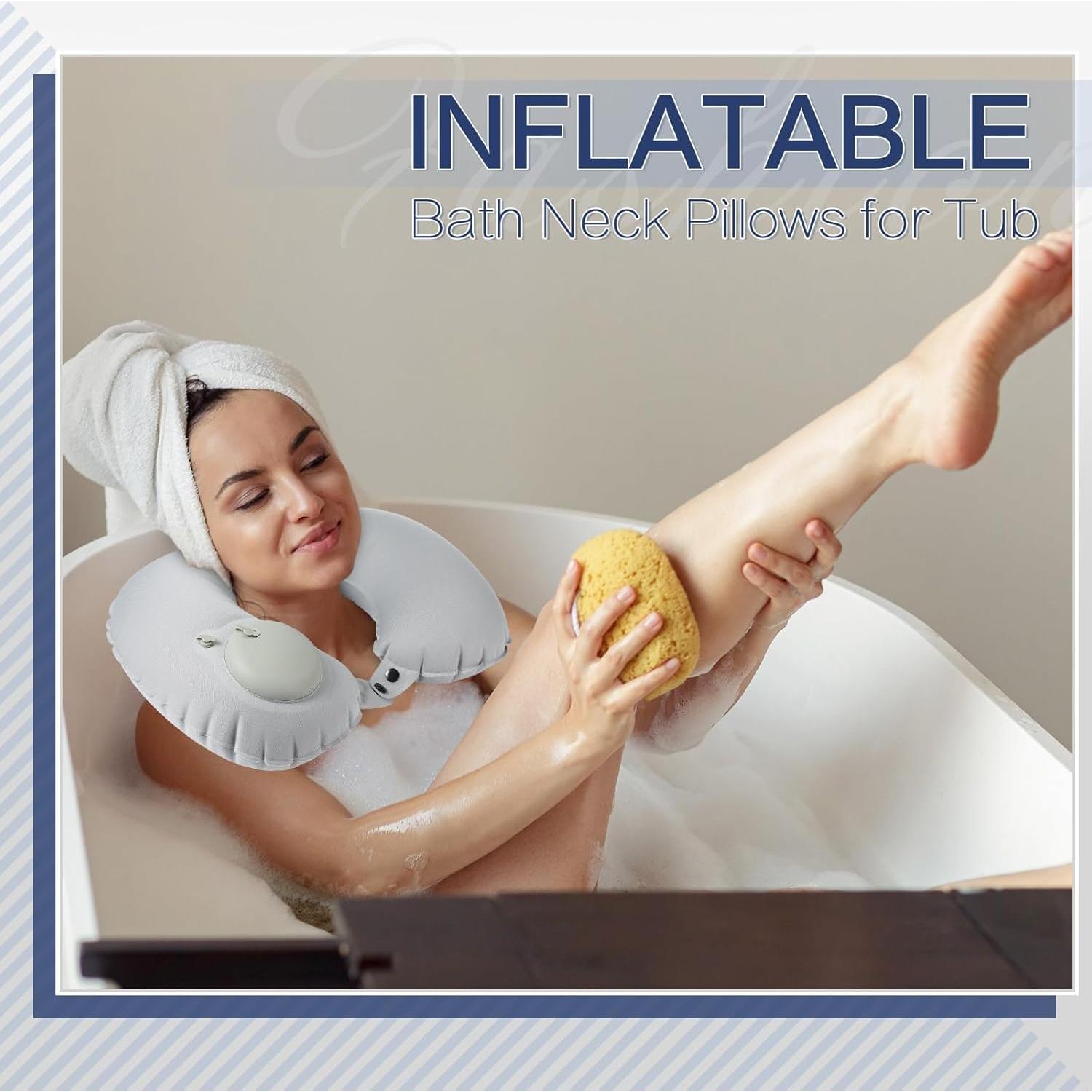 2 Almohadas Inflables de Baño Colingmill - Ajustables, 40.6x27.9cm