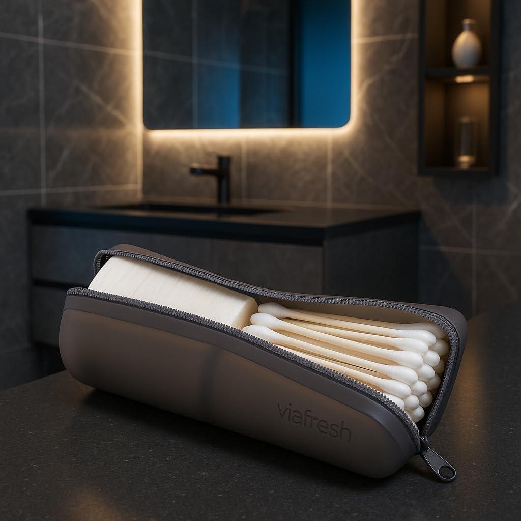 Estuche de Viaje 2 en 1 JLC para Algodón y Q-tips Negro