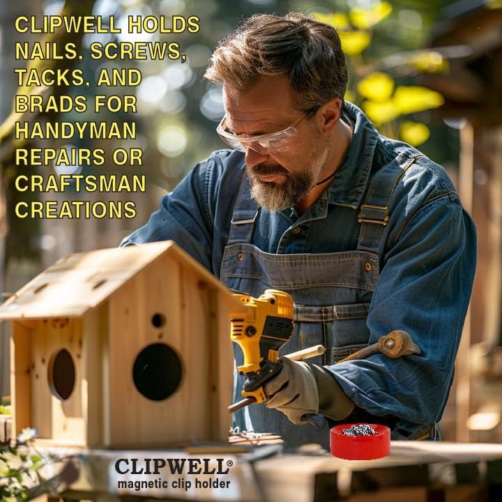 Soporte Magnético para Clips de Papel Clipwell - Blanco - 14.61x9.84cm