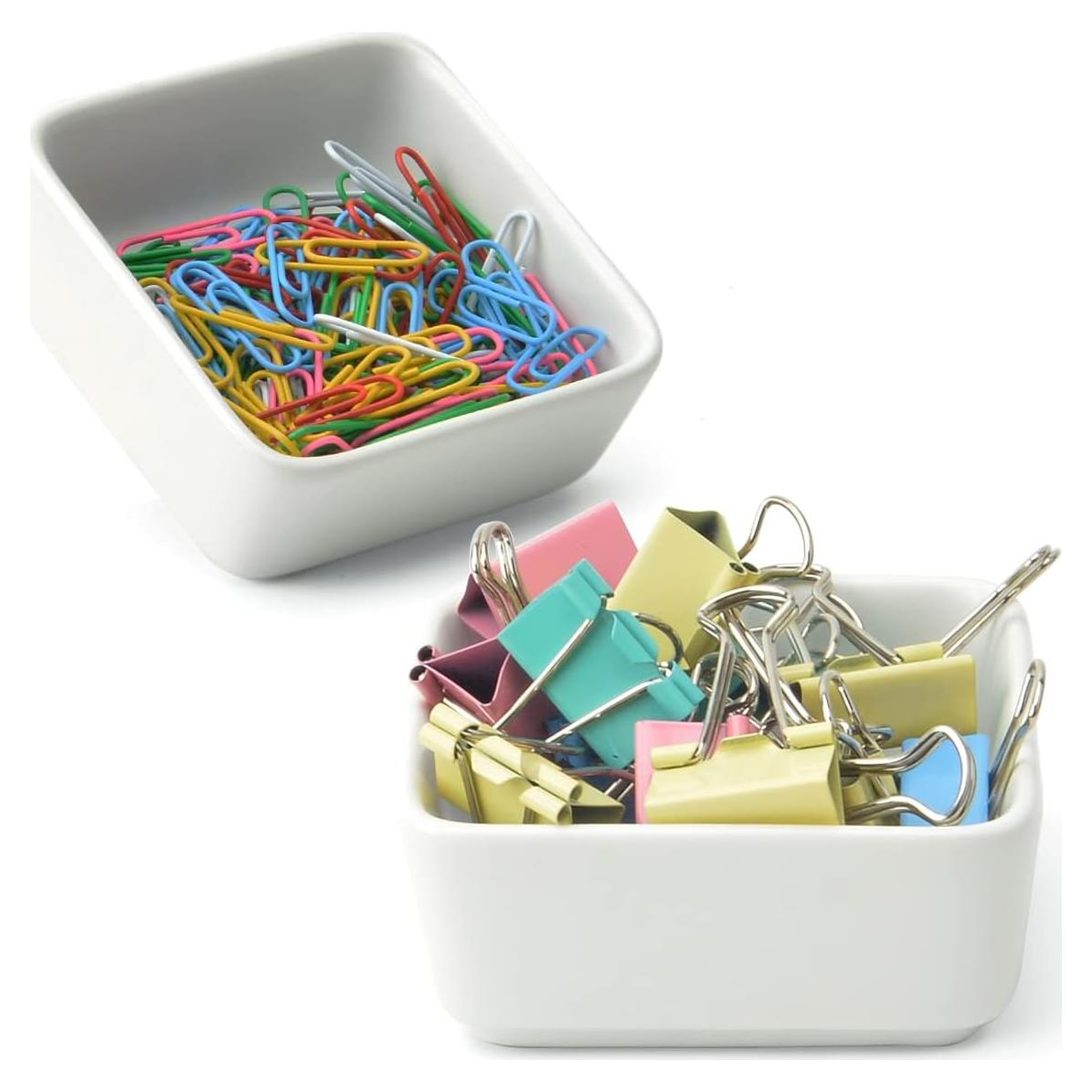 Soporte para Clips de Papel Cerámica SAMAZAMA 2 Pcs Blanco