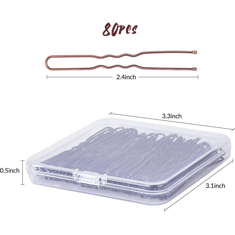 Pasadores de cabello en U IKOCO 6.1 cm marrones - 80 piezas