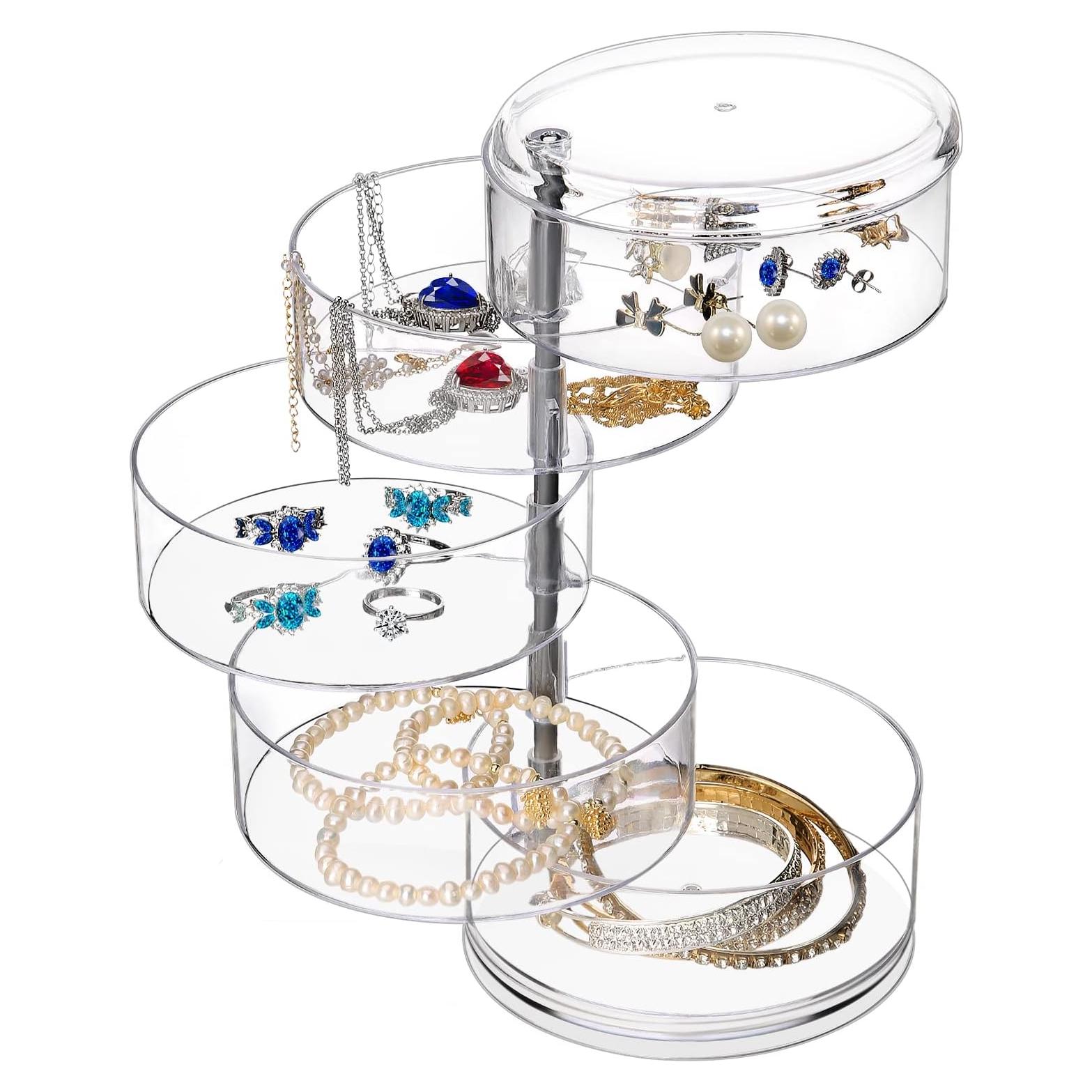 LETURE Organizador de Joyería Rotativo 5 Capas Transparente
