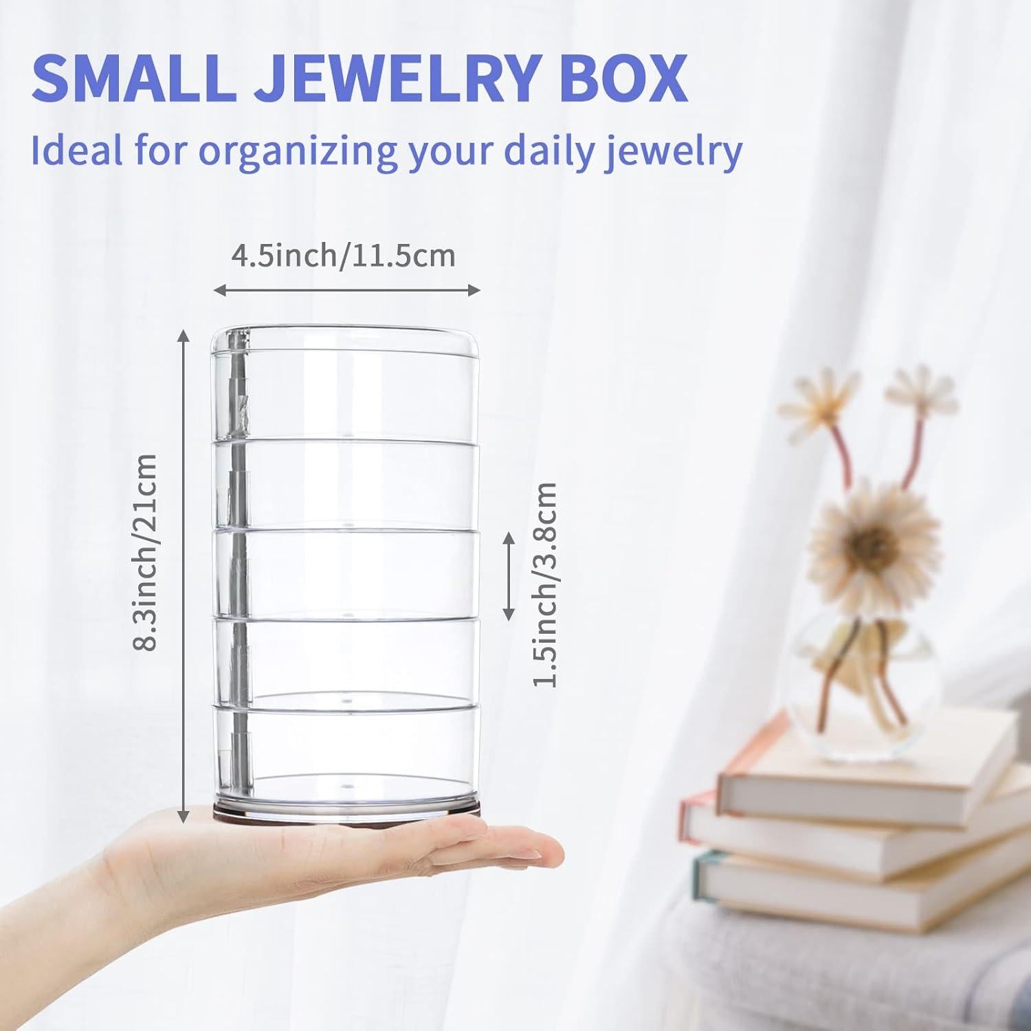 LETURE Organizador de Joyería Rotativo 5 Capas Transparente