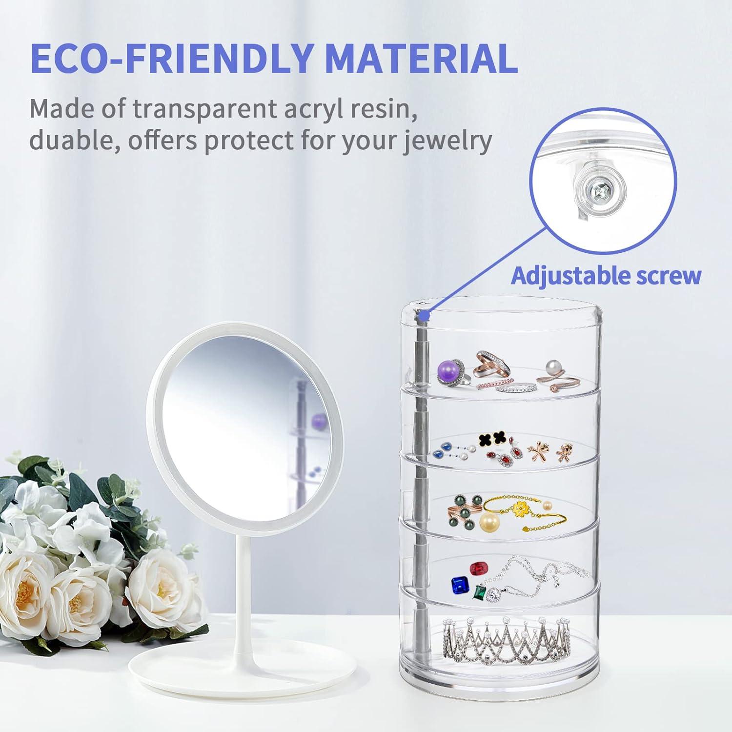 LETURE Organizador de Joyería Rotativo 5 Capas Transparente