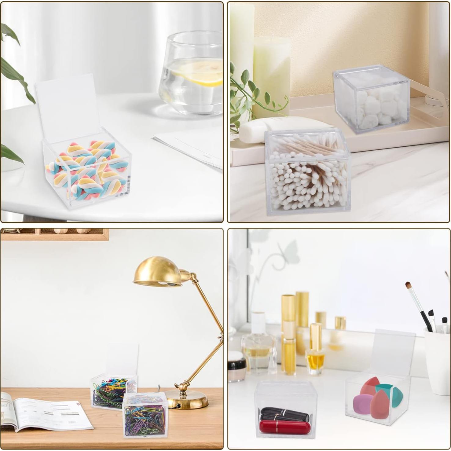 Organizador acrílico pequeño Deoot con tapa - 2 unidades 8x8x6 cm