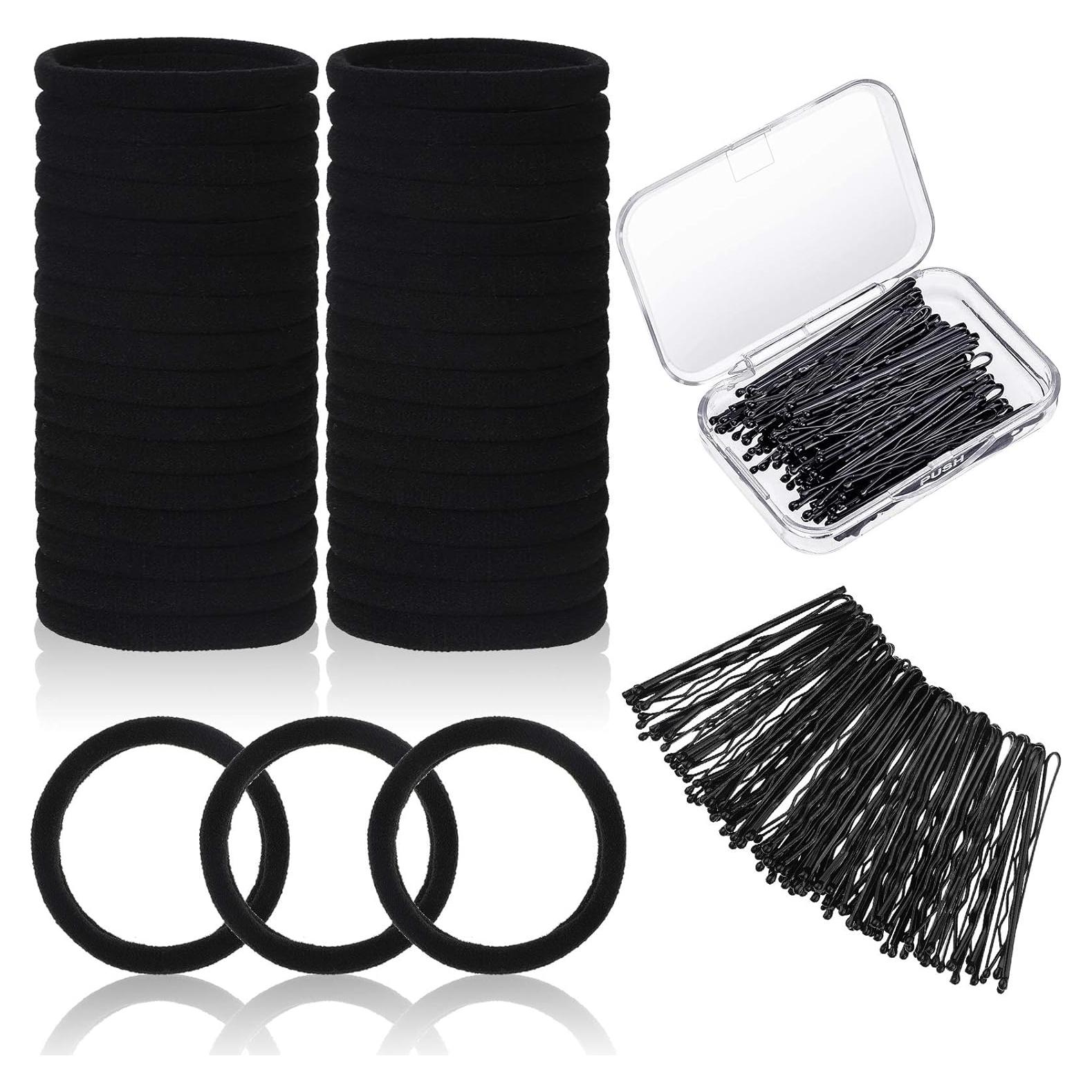 60 Sujetadores de Cabello Sin Costura y 60 Horquillas Negras