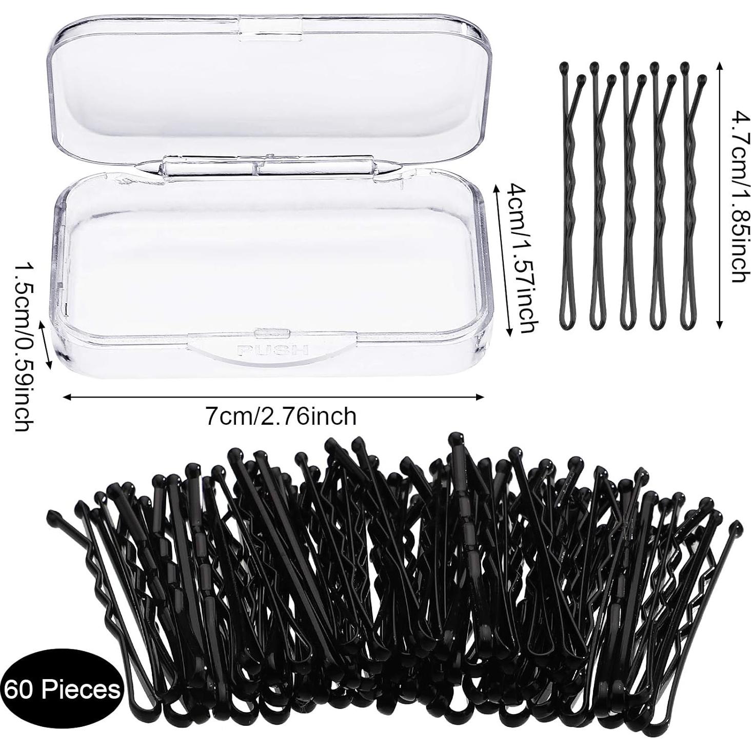 60 Sujetadores de Cabello Sin Costura y 60 Horquillas Negras